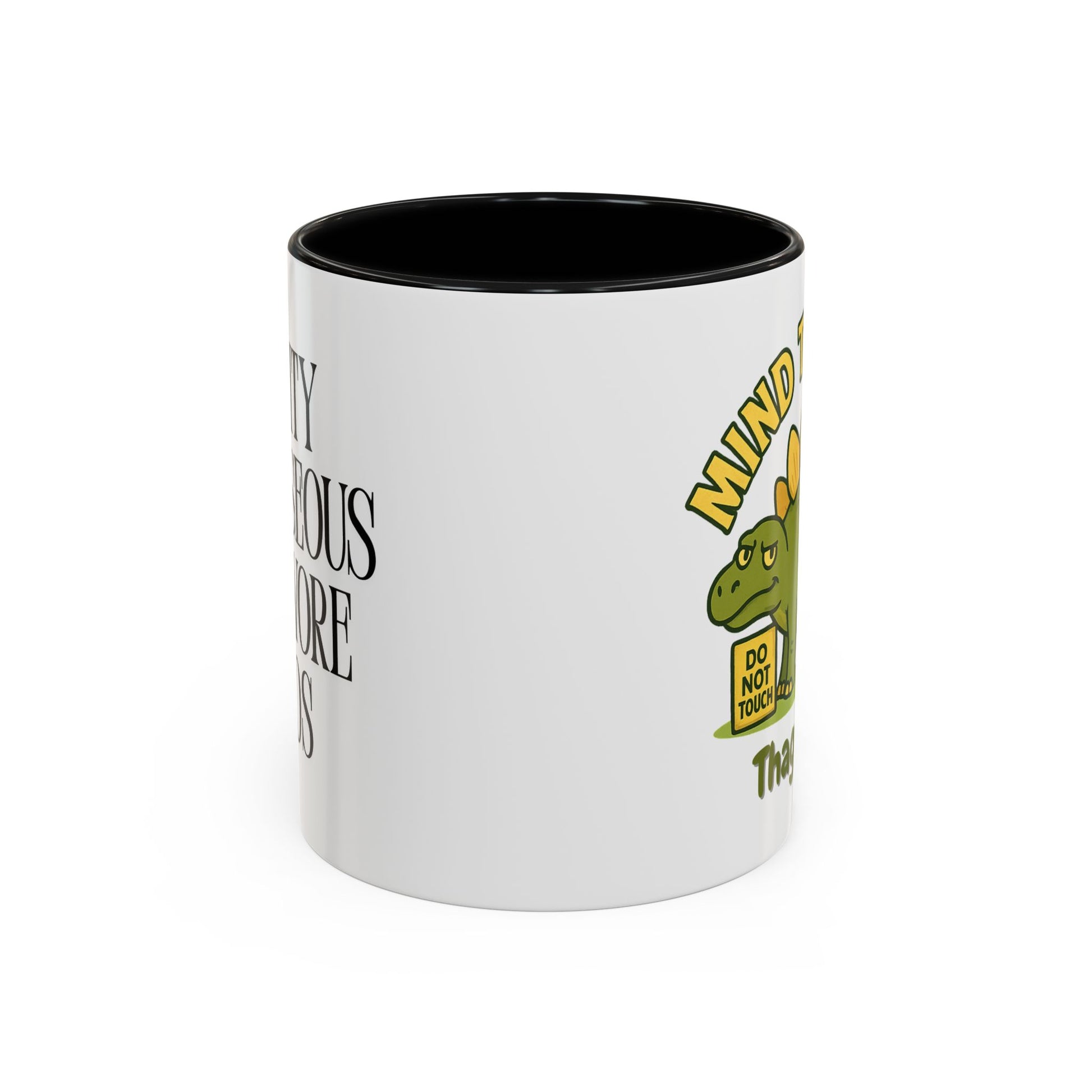 Thagomizer "Mind the Tail" Dinosaur Mug, Fun Gift for Dinosaur Lovers, Unique Office Cup, Birthday Present, Whimsical Tea or Coffee Mug