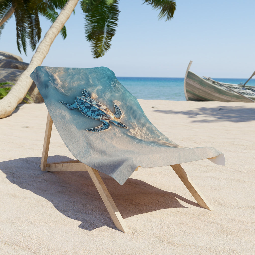 Beach Towel, Sea Turtle Beach Design - Tropical Towel, Ocean Animal Print, Summer Pool Towel, Relaxing Beach Blanket, Coastal Home Decor