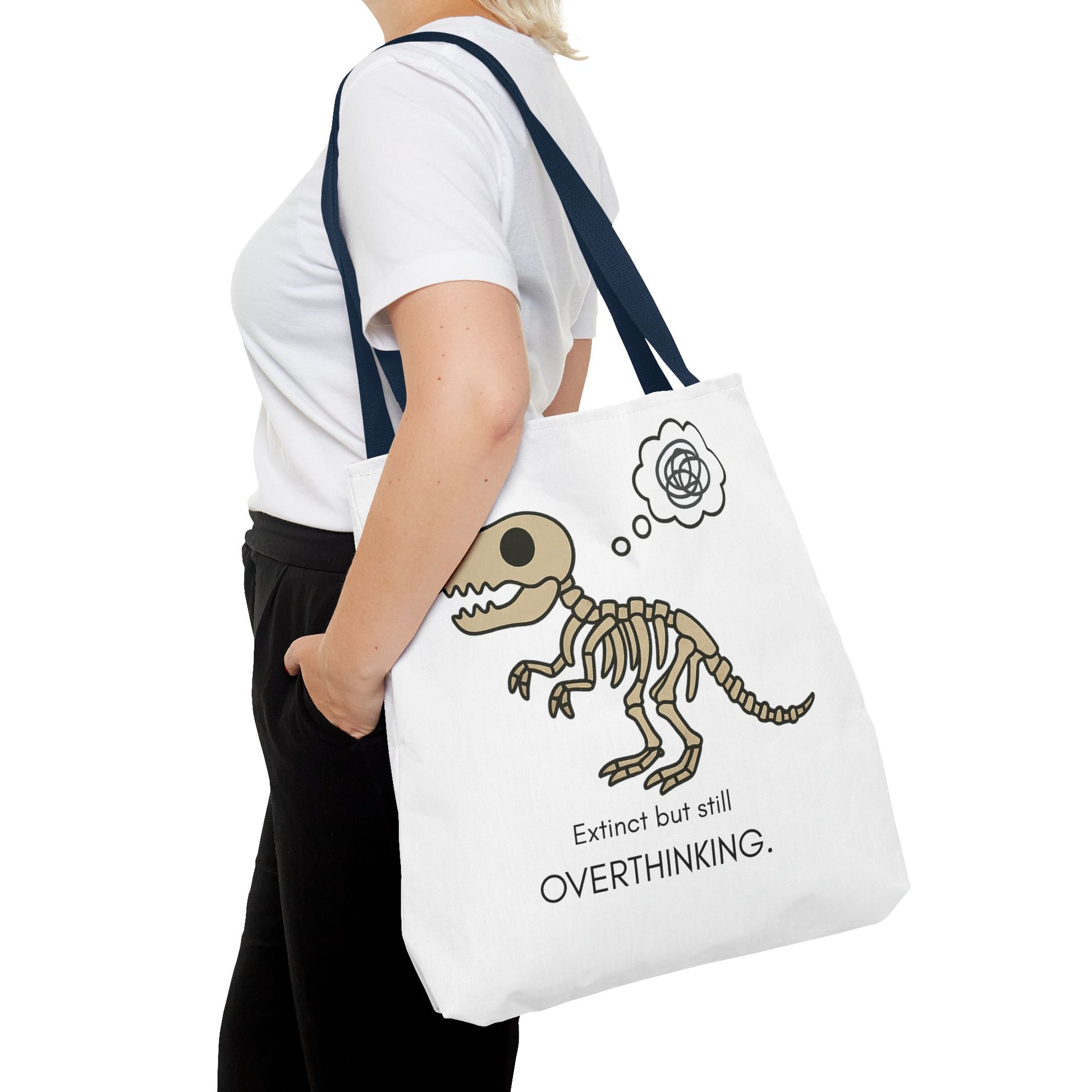 Dinosaur Tote Bag - Extinct but still OVERTHINKING, Funny Tote, Gift for Students, Eco-Friendly Carryall, Unique Shopper Bag, Cute Bag [...]