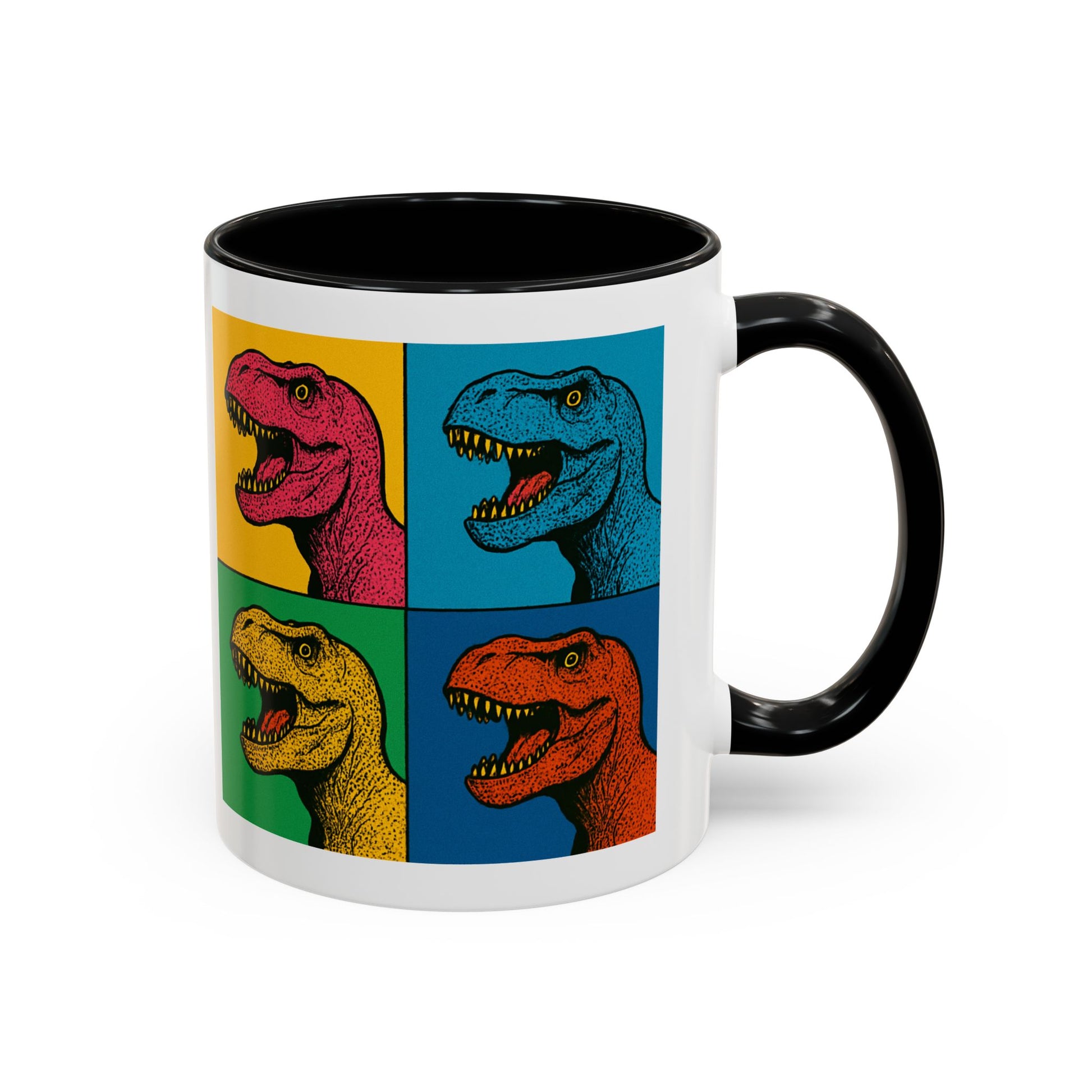 Dinosaur Accent Coffee Mug - Colorful T-Rex Design, Fun Gift for Kids, Perfect for Birthdays, Coffee Lover, Dinosaur Enthusiast