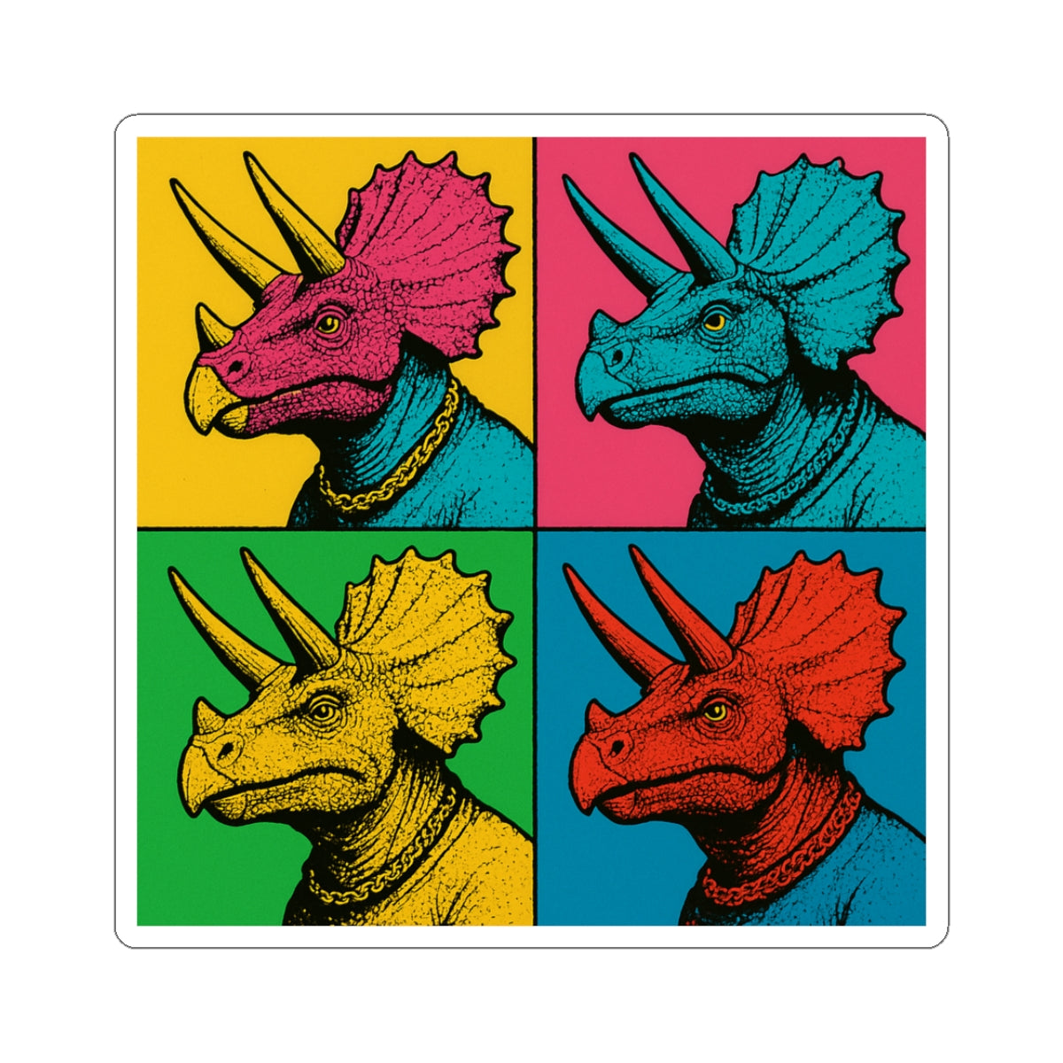 Vibrant Dinosaur Kiss-Cut Stickers, Colorful Triceratops Stickers, Fun Laptop Decals, Unique Party Favors, Gifts for Dino Lovers