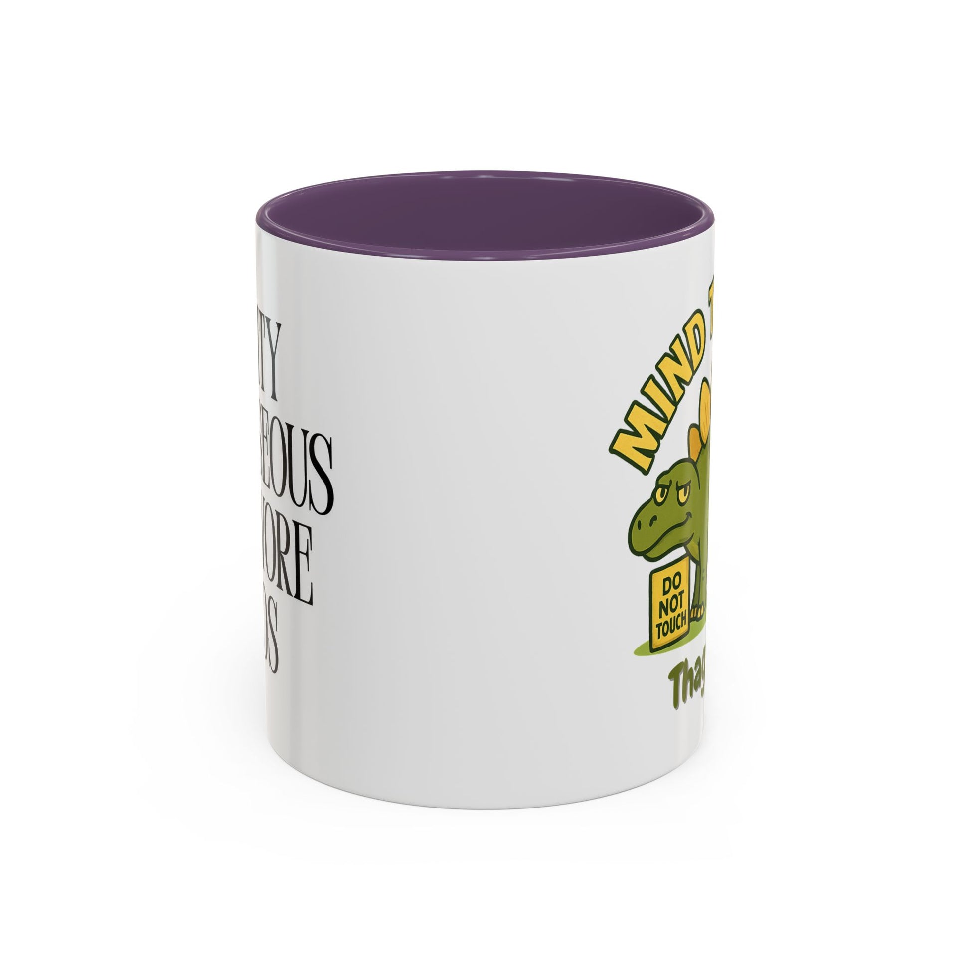 Thagomizer "Mind the Tail" Dinosaur Mug, Fun Gift for Dinosaur Lovers, Unique Office Cup, Birthday Present, Whimsical Tea or Coffee Mug