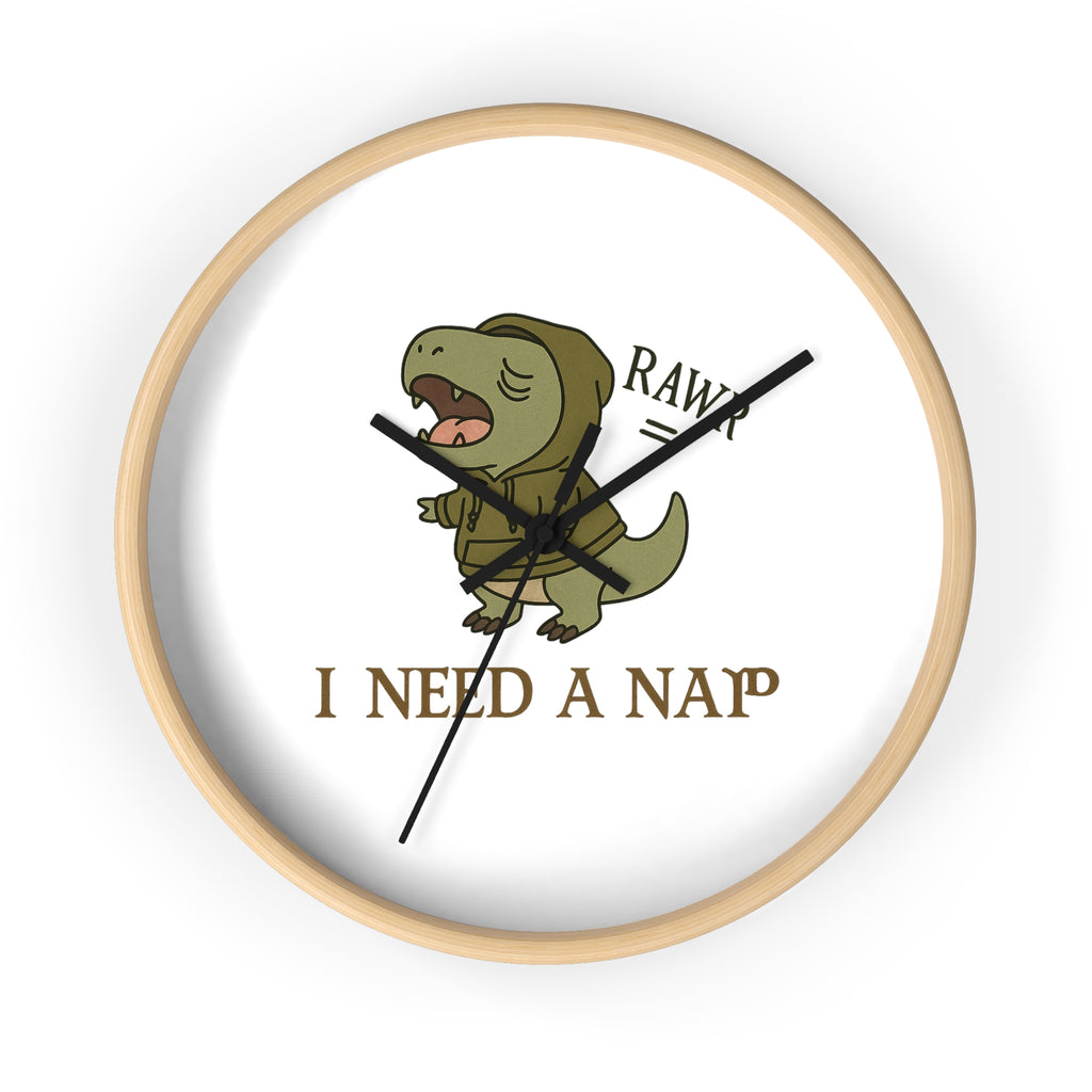 Dinosaur Nap Time Wall Clock, Cute T-Rex Clock, Kids Room Decor, Fun Wall Art, Gift for Dino Lovers, Nursery Wall Clock