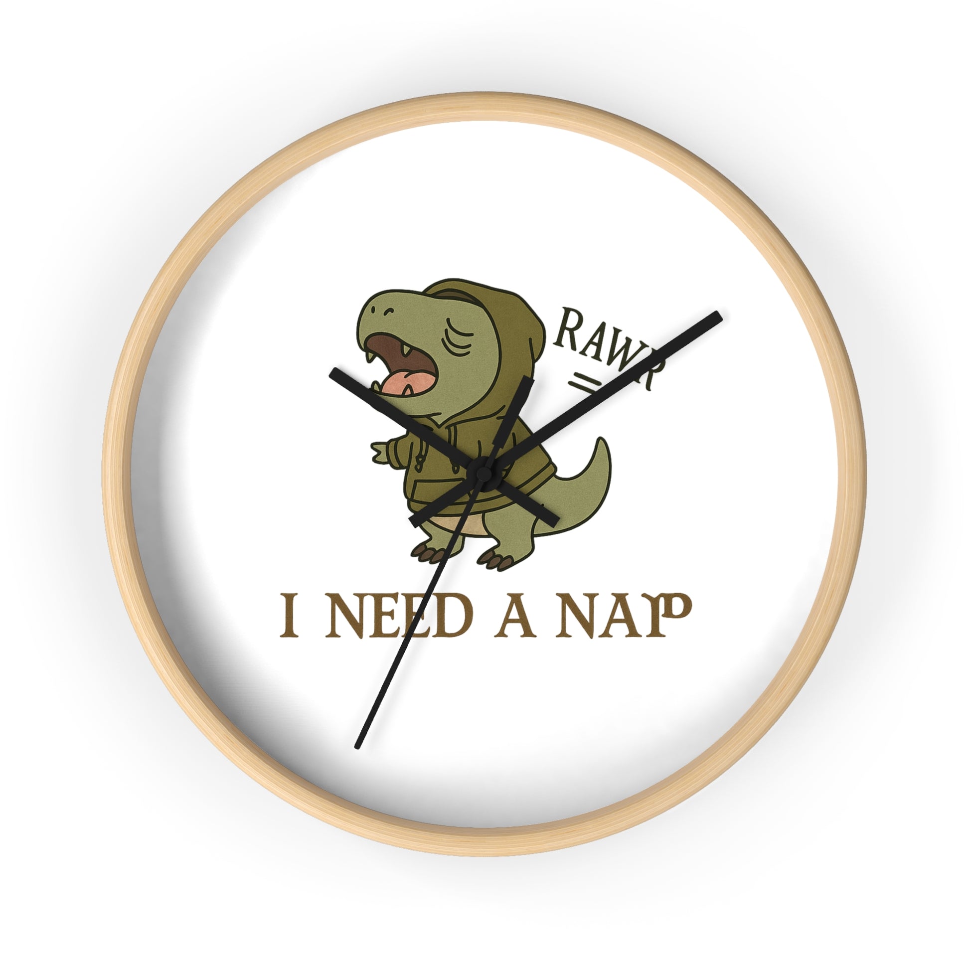 Dinosaur Nap Time Wall Clock, Cute T-Rex Clock, Kids Room Decor, Fun Wall Art, Gift for Dino Lovers, Nursery Wall Clock