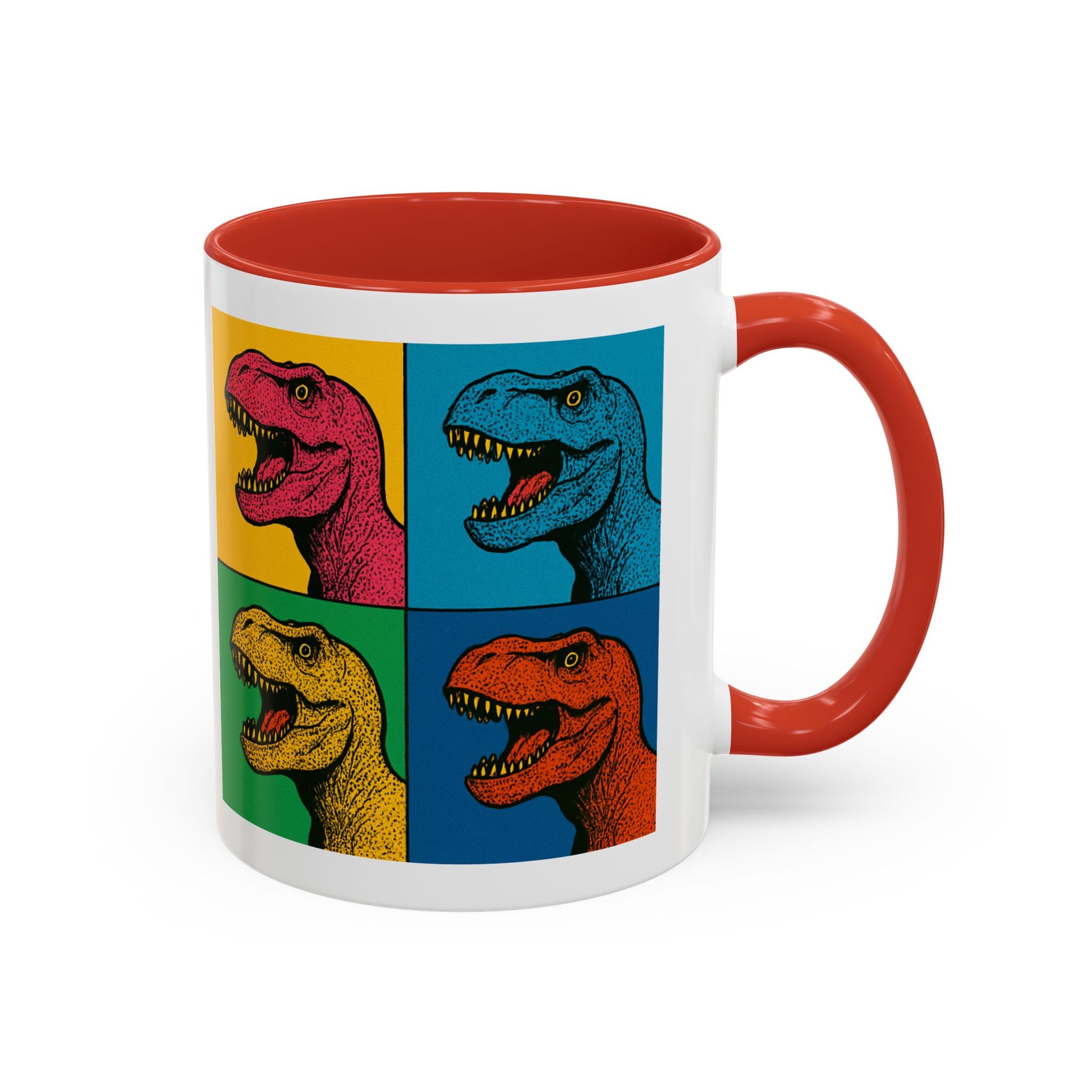 Dinosaur Accent Coffee Mug - Colorful T-Rex Design, Fun Gift for Kids, Perfect for Birthdays, Coffee Lover, Dinosaur Enthusiast
