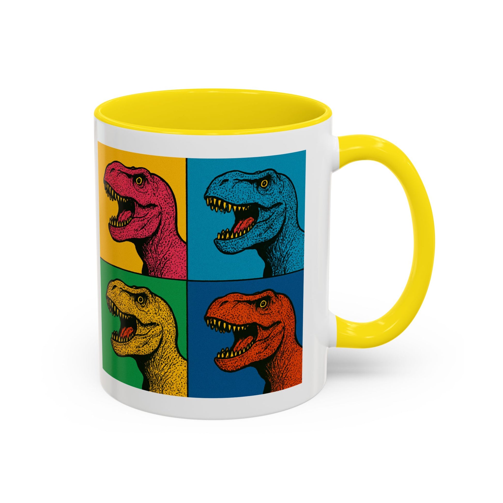 Dinosaur Accent Coffee Mug - Colorful T-Rex Design, Fun Gift for Kids, Perfect for Birthdays, Coffee Lover, Dinosaur Enthusiast