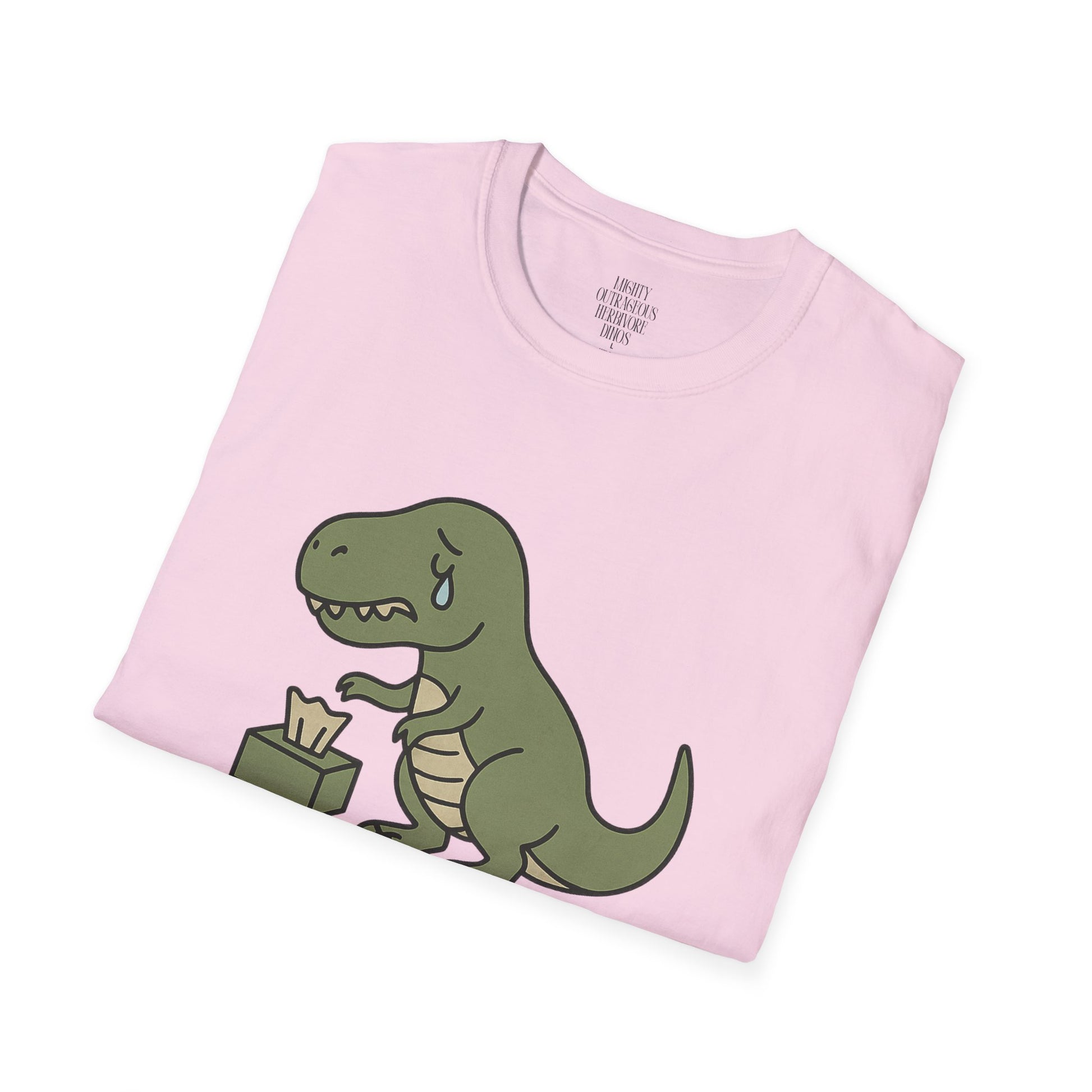 Funny Dinosaur T-Shirt, Cute Gift for Dino Lovers, Tiny Arms Big Emotions Tee, Unisex Softstyle Tee, Quirky Fashion, Humor Shirt