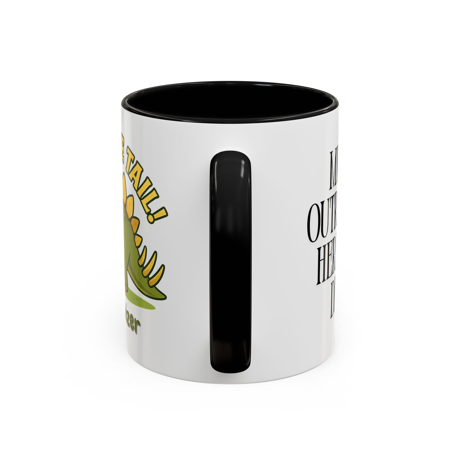 Thagomizer "Mind the Tail" Dinosaur Mug, Fun Gift for Dinosaur Lovers, Unique Office Cup, Birthday Present, Whimsical Tea or Coffee Mug