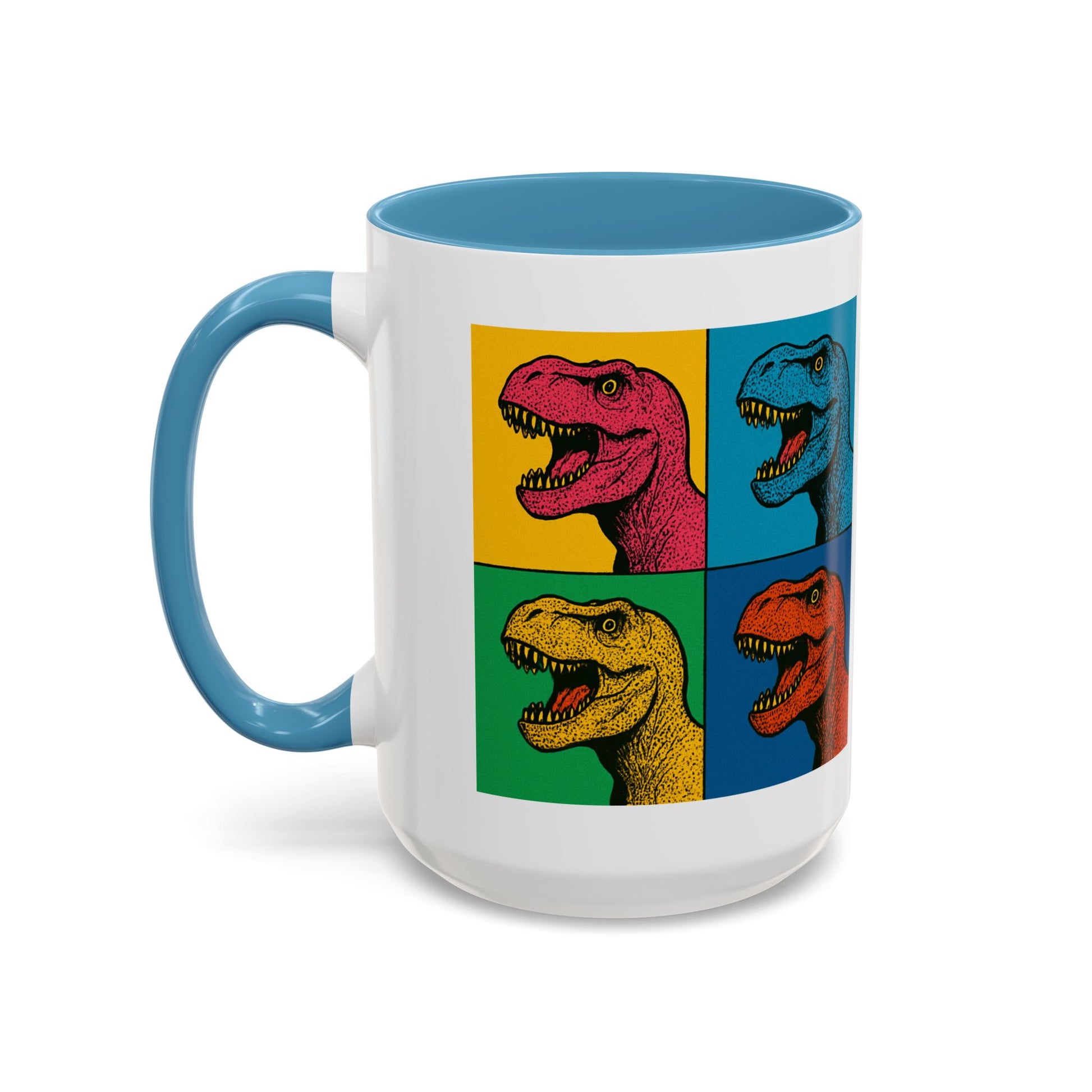 Dinosaur Accent Coffee Mug - Colorful T-Rex Design, Fun Gift for Kids, Perfect for Birthdays, Coffee Lover, Dinosaur Enthusiast
