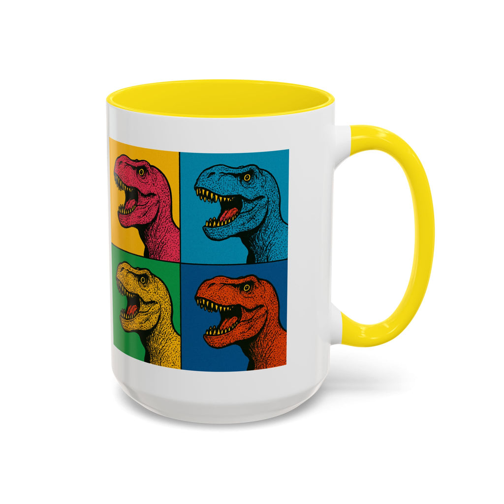 Dinosaur Accent Coffee Mug - Colorful T-Rex Design, Fun Gift for Kids, Perfect for Birthdays, Coffee Lover, Dinosaur Enthusiast