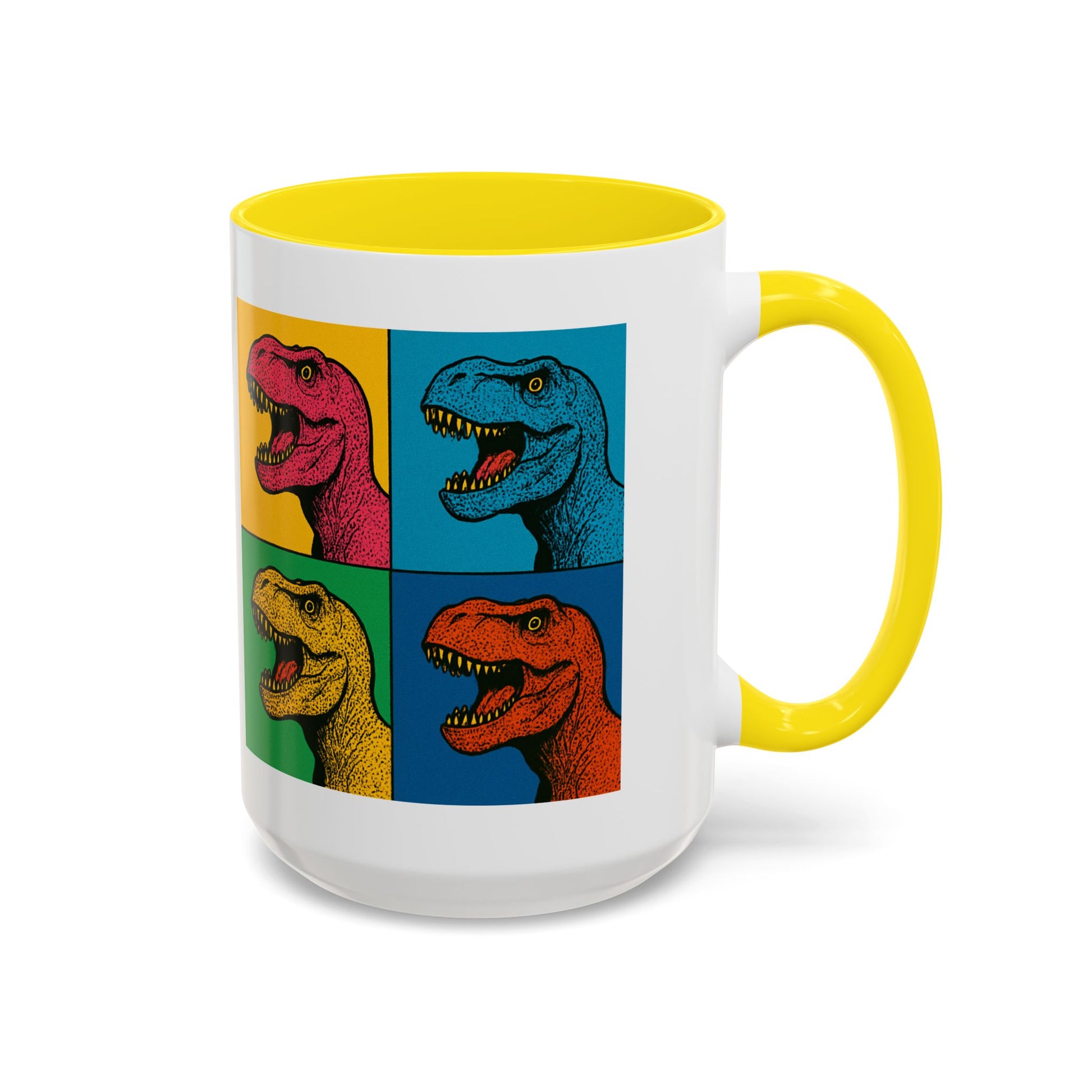 Dinosaur Accent Coffee Mug - Colorful T-Rex Design, Fun Gift for Kids, Perfect for Birthdays, Coffee Lover, Dinosaur Enthusiast