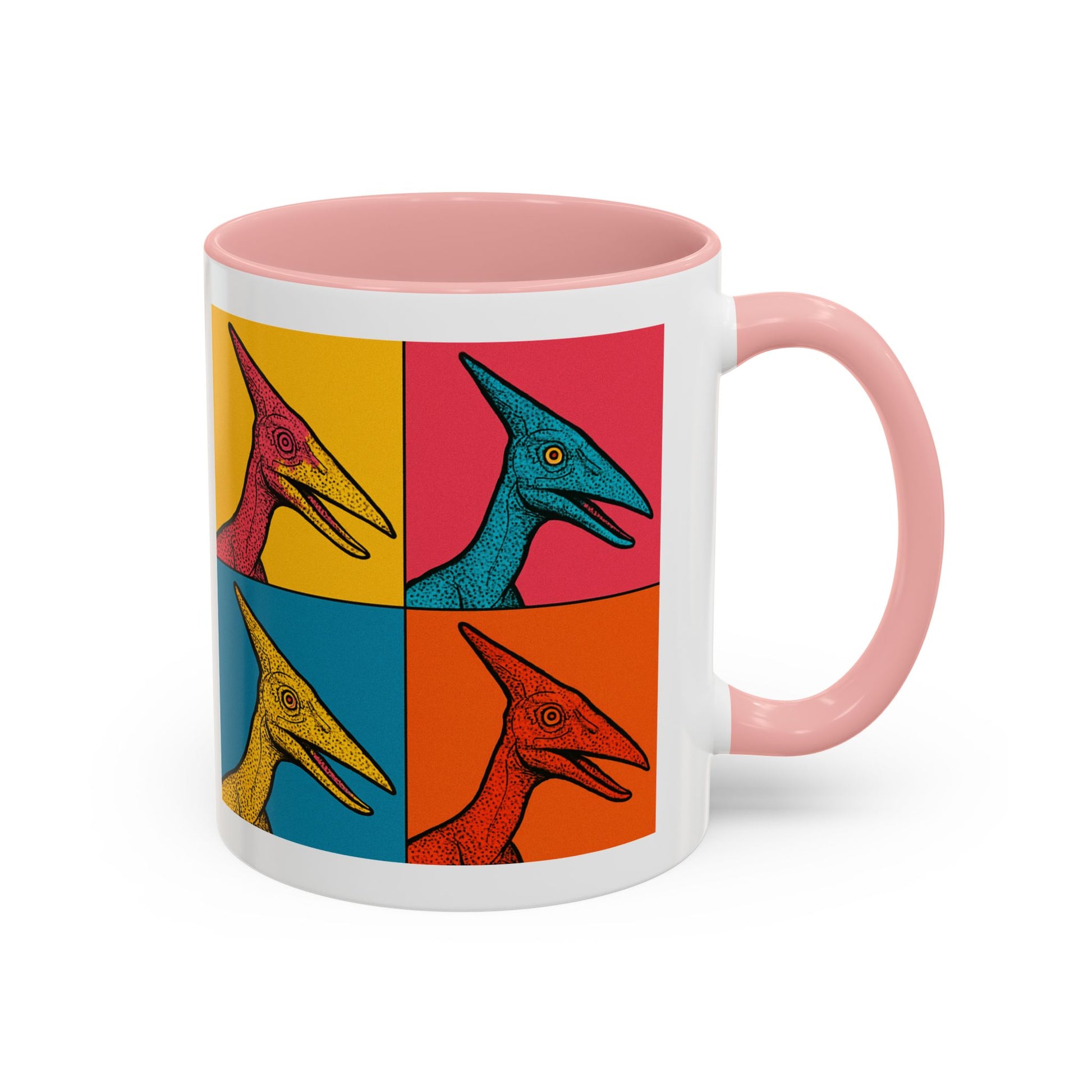 Vibrant Dinosaur Accent Coffee Mug - Quirky Gift for Pterodactyl Lovers, Unique Kitchen Decor, Colorful Ceramic Mug