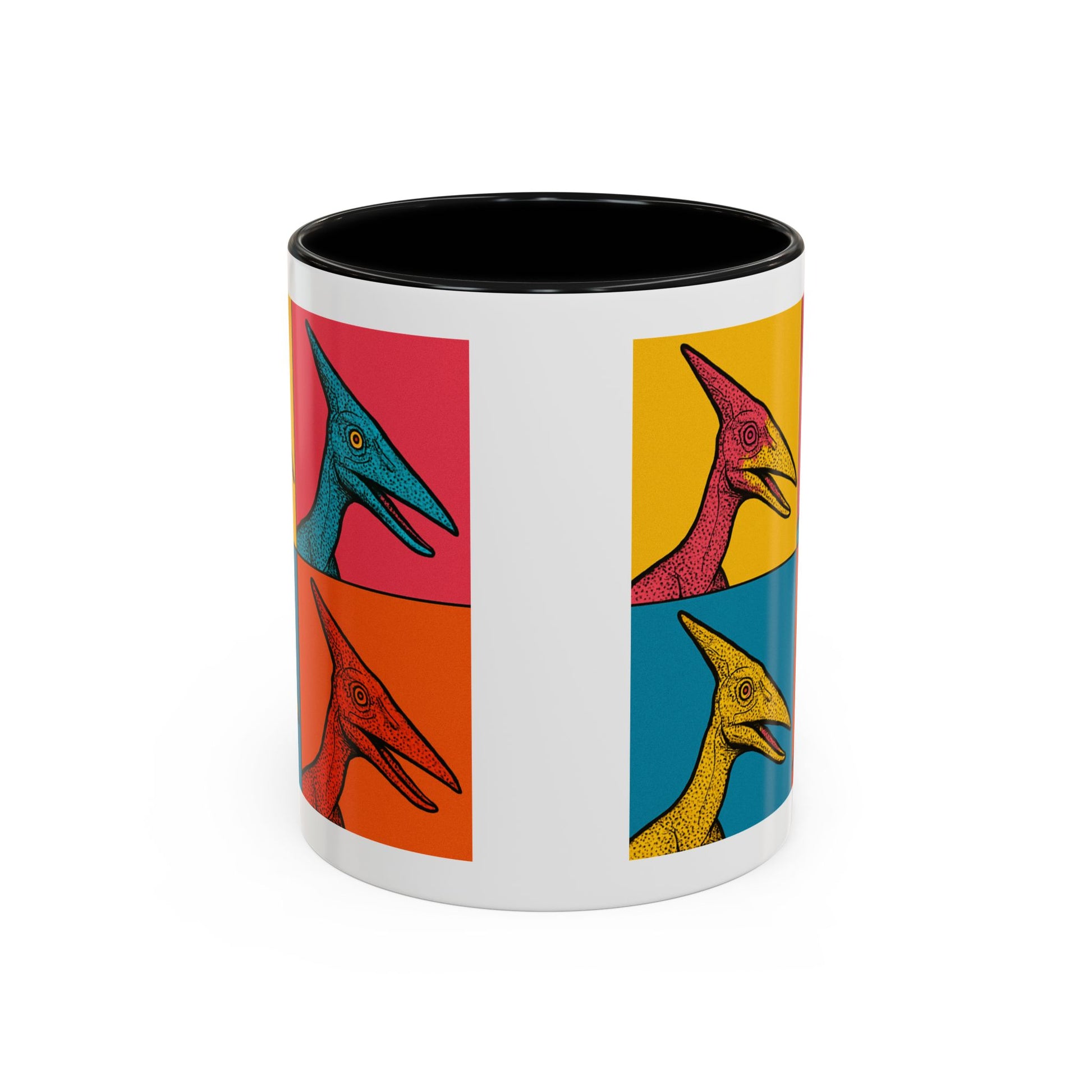 Vibrant Dinosaur Accent Coffee Mug - Quirky Gift for Pterodactyl Lovers, Unique Kitchen Decor, Colorful Ceramic Mug