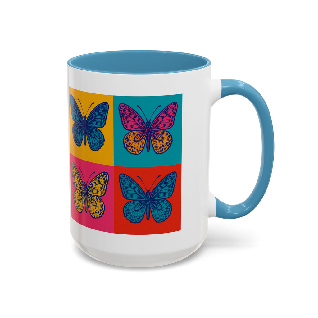 Bold Butterfly Accent Coffee Mug, Colorful Butterfly Mug, Artistic Coffee Cup, Unique Mug Gift, Retro-Inspired Drinkware