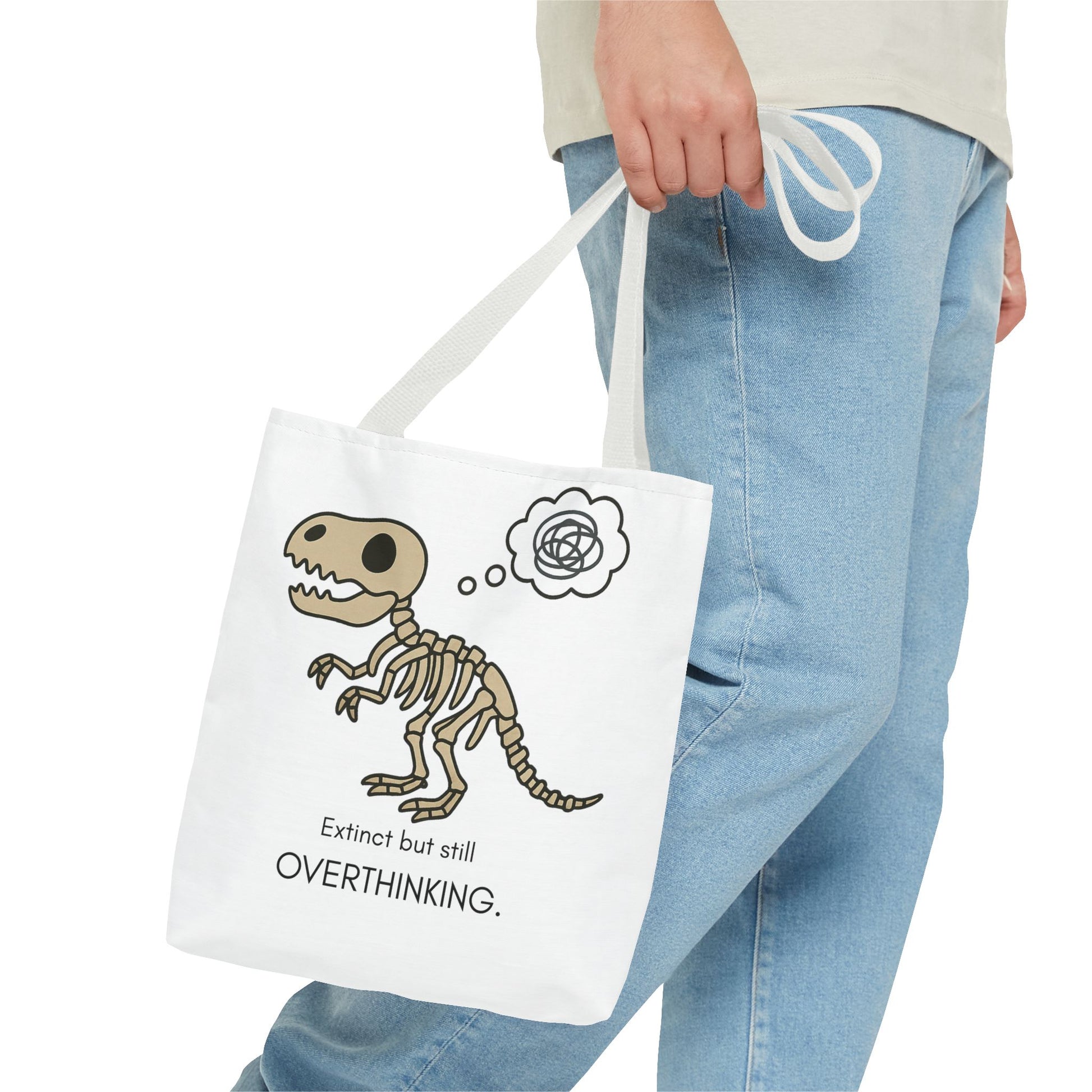 Dinosaur Tote Bag - Extinct but still OVERTHINKING, Funny Tote, Gift for Students, Eco-Friendly Carryall, Unique Shopper Bag, Cute Bag [...]