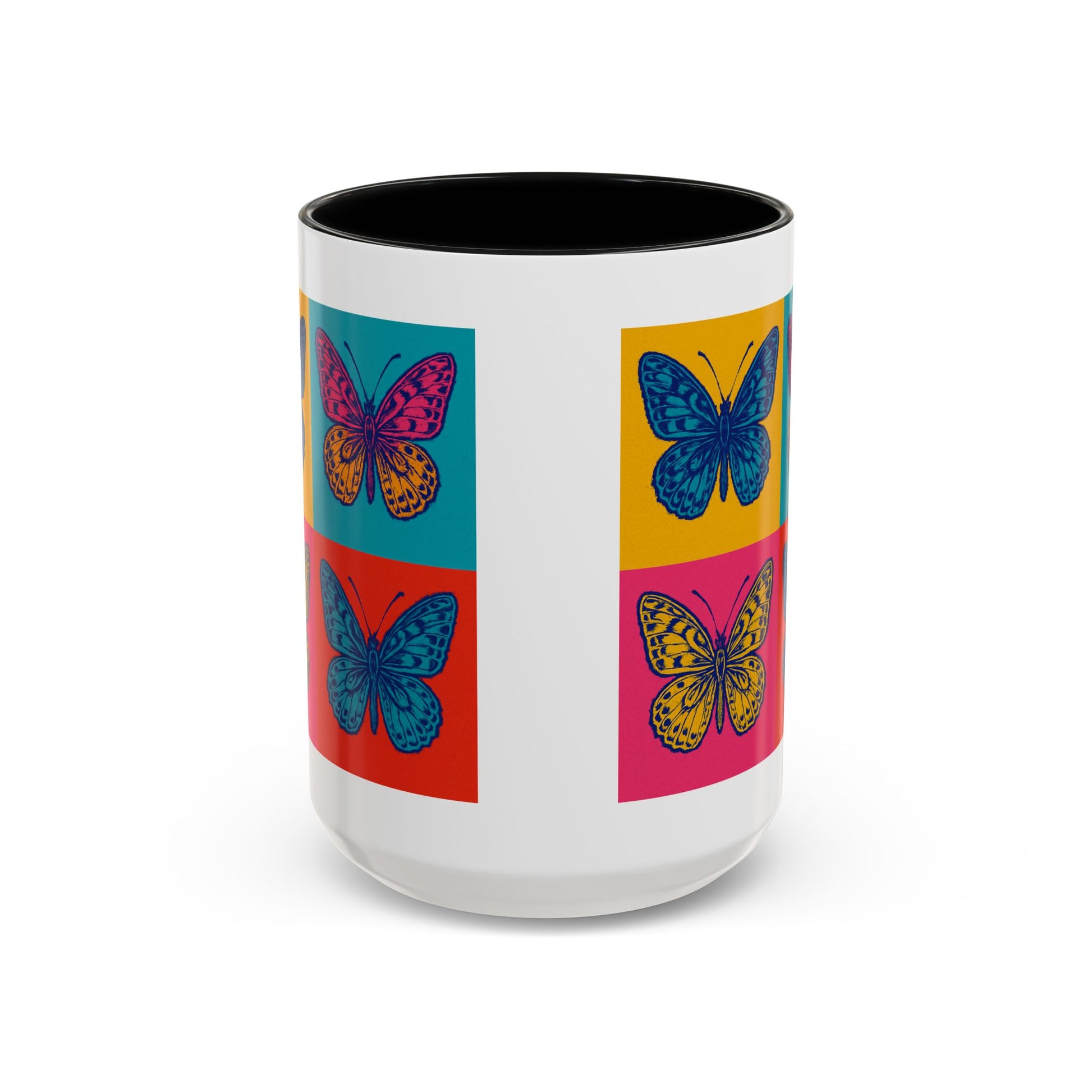Bold Butterfly Accent Coffee Mug, Colorful Butterfly Mug, Artistic Coffee Cup, Unique Mug Gift, Retro-Inspired Drinkware