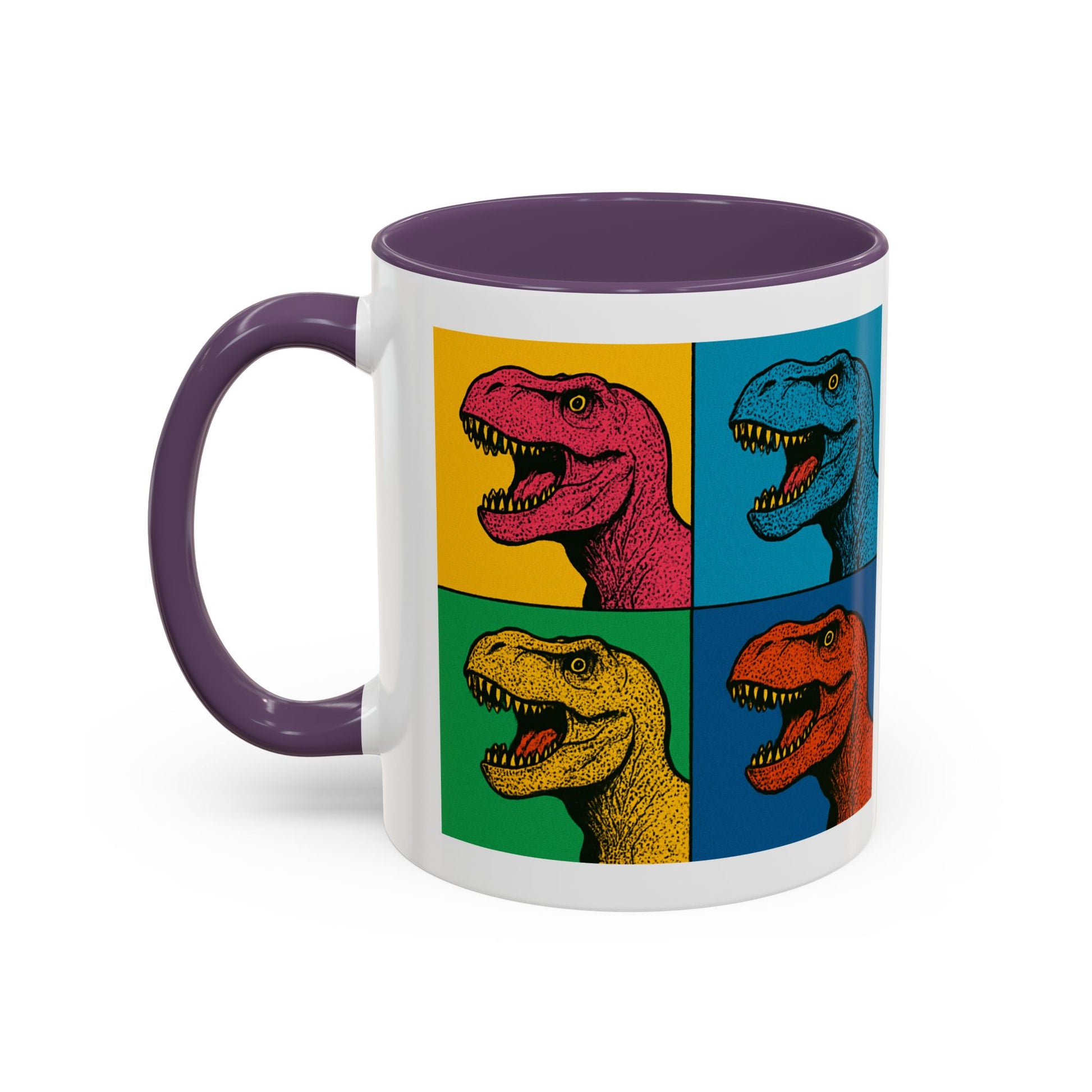Dinosaur Accent Coffee Mug - Colorful T-Rex Design, Fun Gift for Kids, Perfect for Birthdays, Coffee Lover, Dinosaur Enthusiast