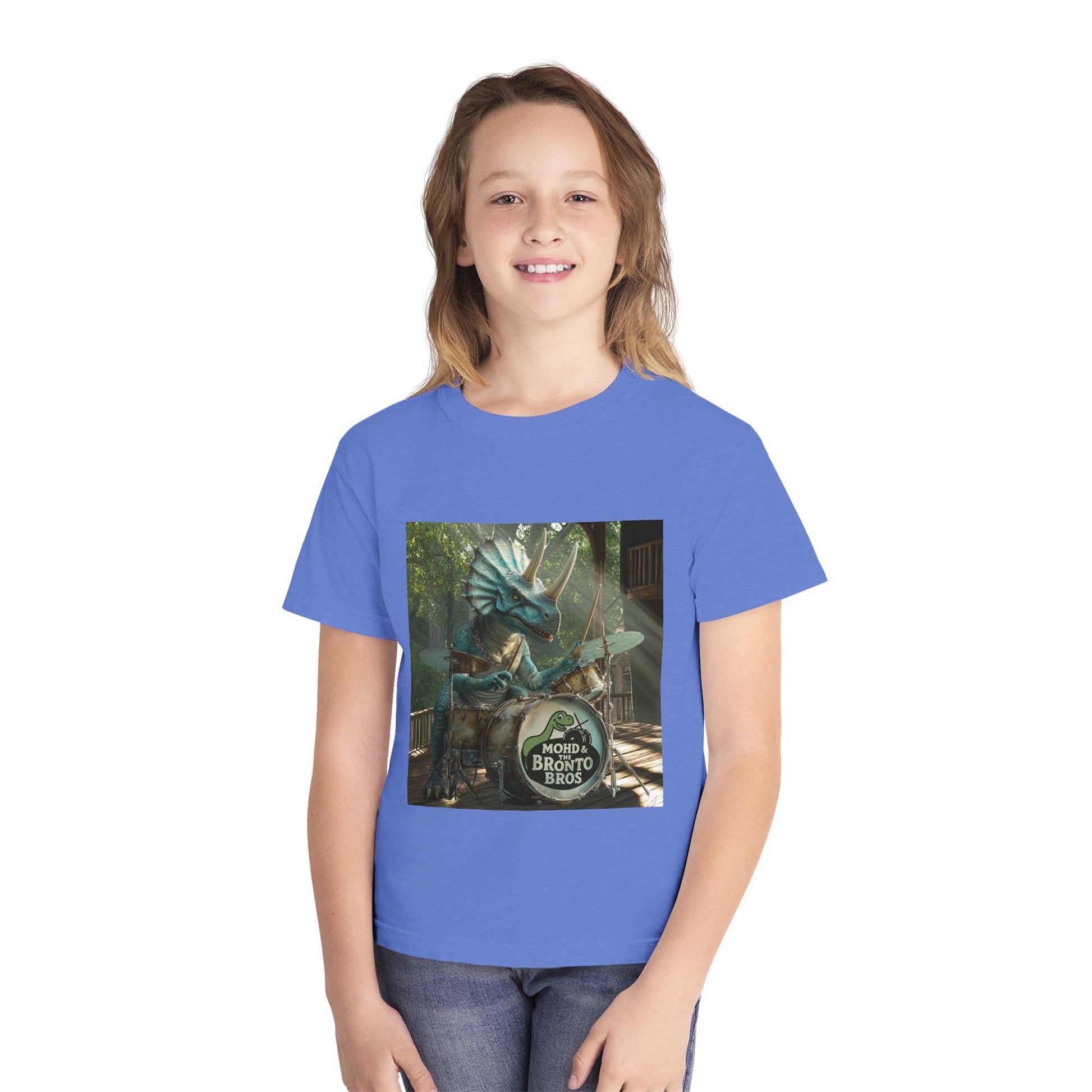 Youth Midweight Tee with Dino Adventure Design for Kids, Perfect for Summer Fun, Birthday Parties, Concerts, or Roarsome Events!