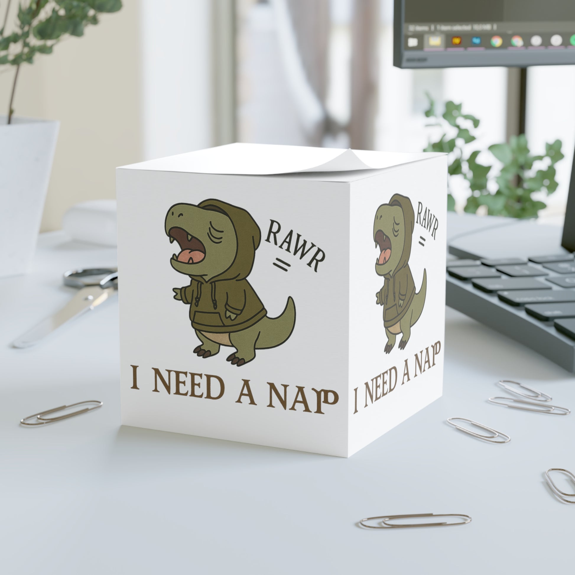 T-Rex Nap Note Cube | Cute Desk Accessory for Dinos Lovers | Fun Office Decor | Gift for Kids & Adults, Study Supplies, Journaling