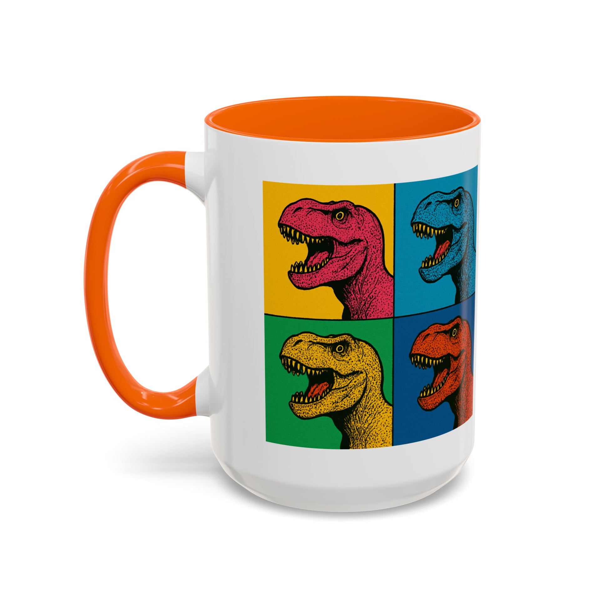 Dinosaur Accent Coffee Mug - Colorful T-Rex Design, Fun Gift for Kids, Perfect for Birthdays, Coffee Lover, Dinosaur Enthusiast