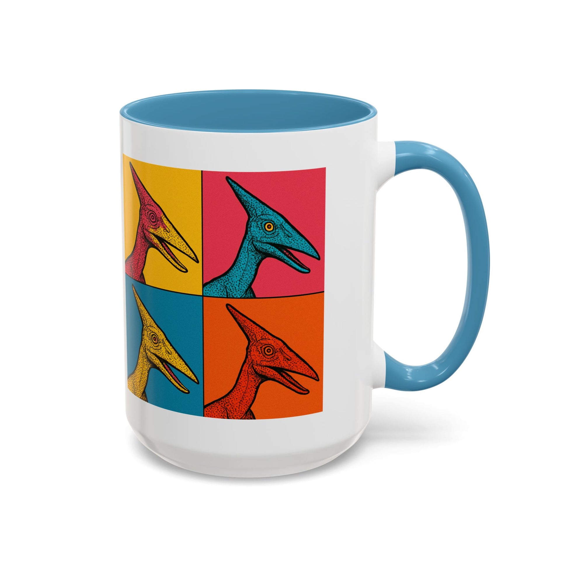 Vibrant Dinosaur Accent Coffee Mug - Quirky Gift for Pterodactyl Lovers, Unique Kitchen Decor, Colorful Ceramic Mug