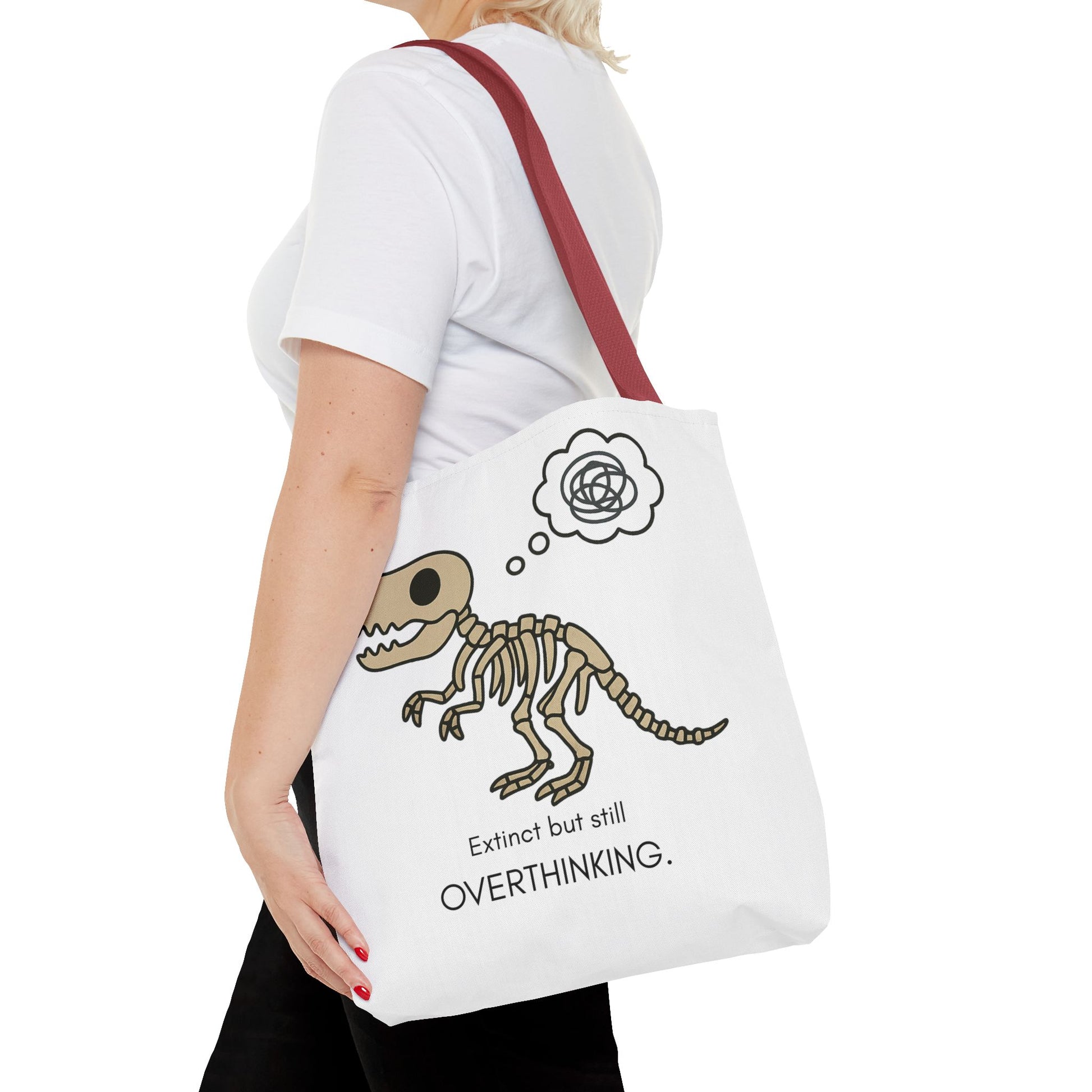 Dinosaur Tote Bag - Extinct but still OVERTHINKING, Funny Tote, Gift for Students, Eco-Friendly Carryall, Unique Shopper Bag, Cute Bag [...]