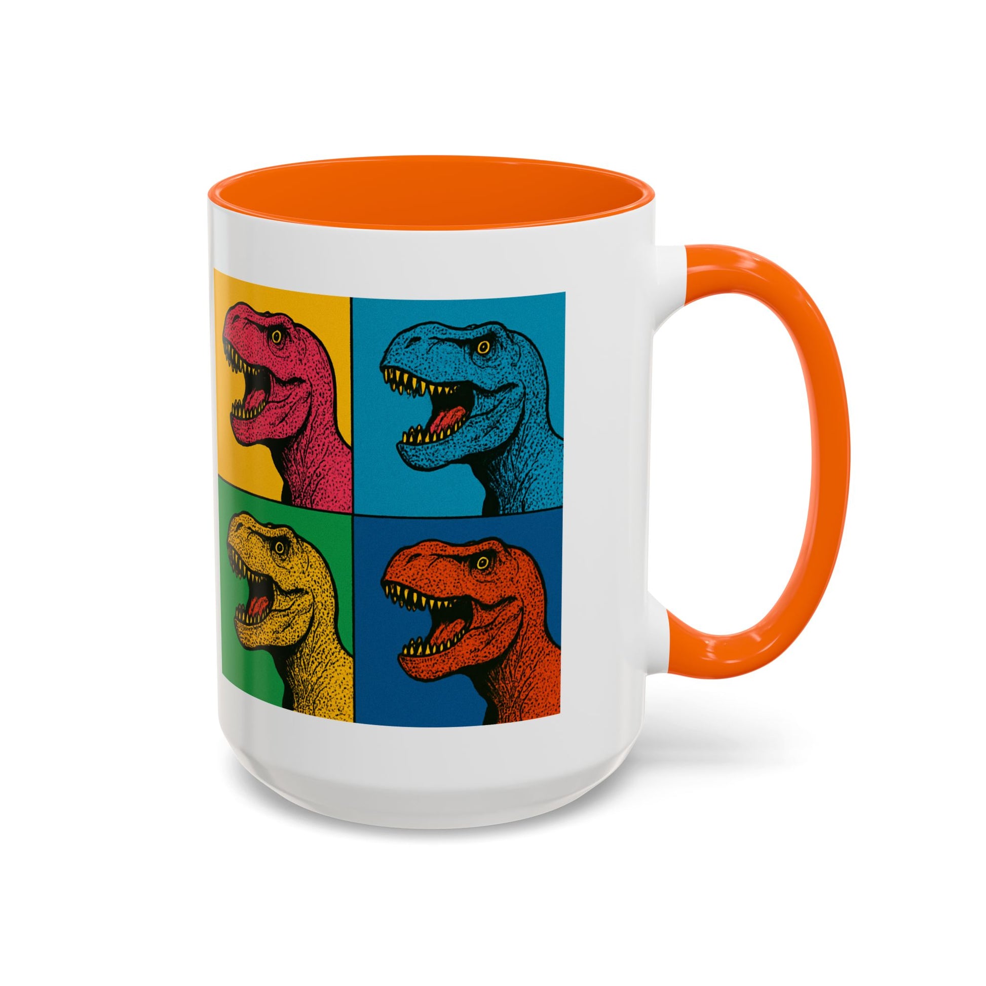 Dinosaur Accent Coffee Mug - Colorful T-Rex Design, Fun Gift for Kids, Perfect for Birthdays, Coffee Lover, Dinosaur Enthusiast