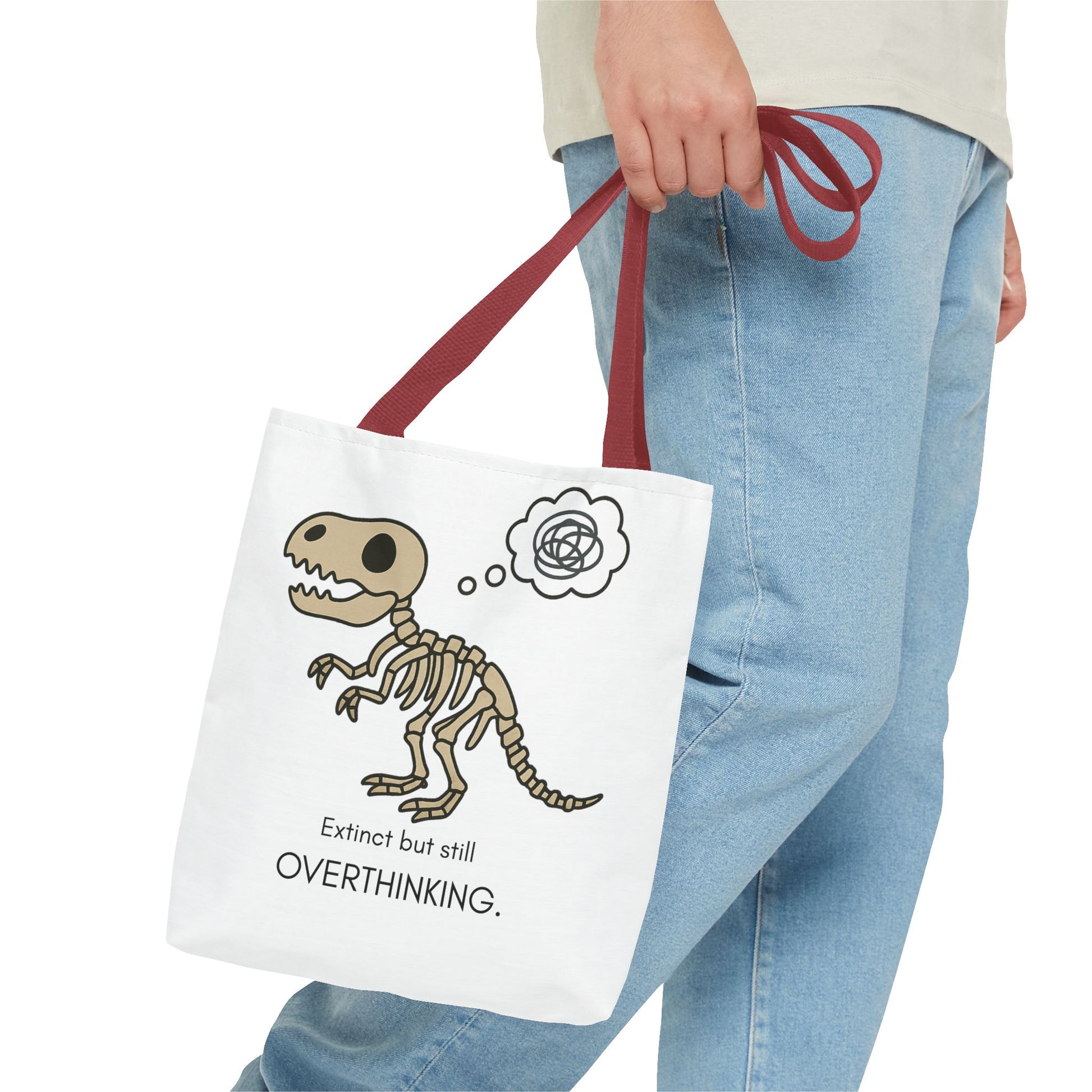 Dinosaur Tote Bag - Extinct but still OVERTHINKING, Funny Tote, Gift for Students, Eco-Friendly Carryall, Unique Shopper Bag, Cute Bag [...]