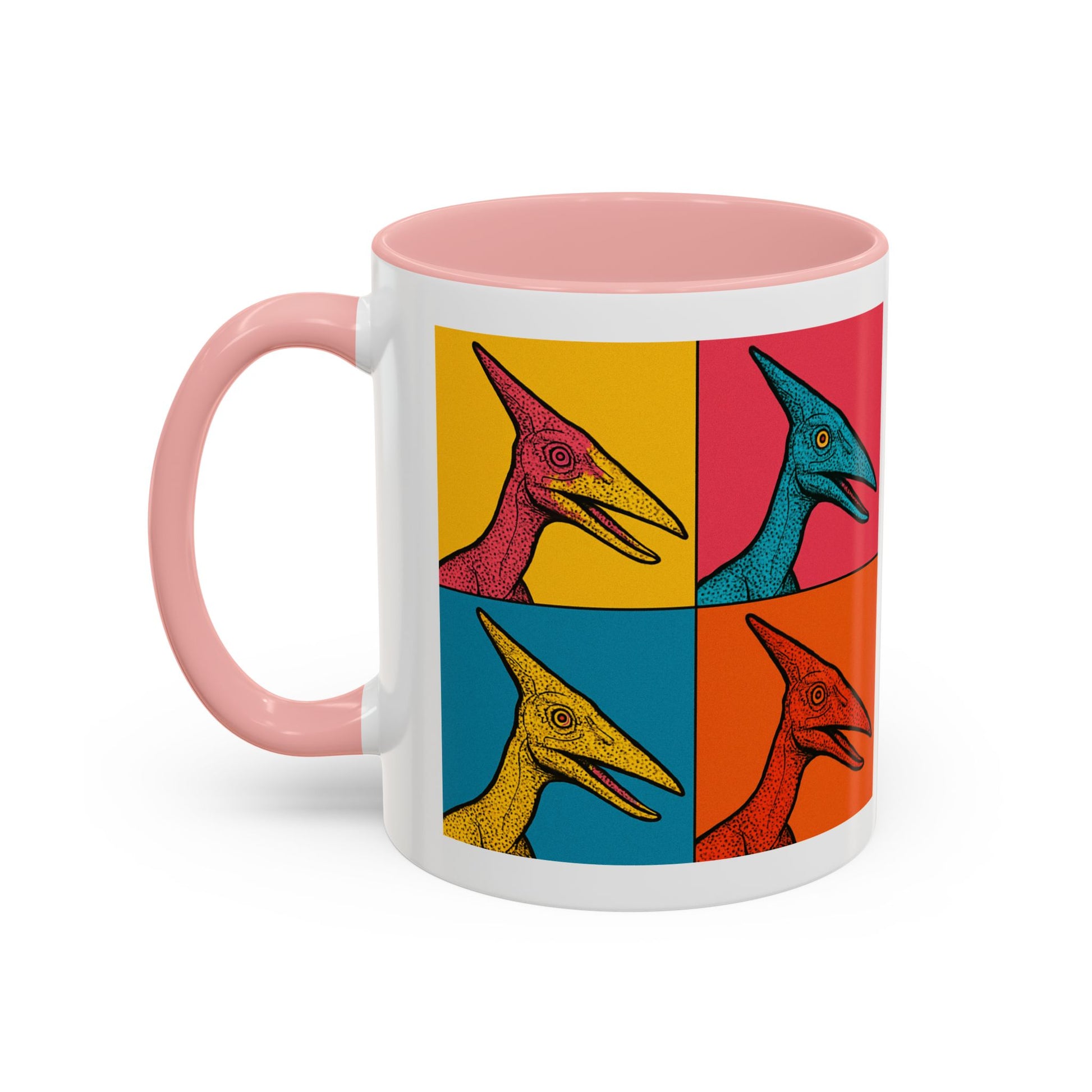 Vibrant Dinosaur Accent Coffee Mug - Quirky Gift for Pterodactyl Lovers, Unique Kitchen Decor, Colorful Ceramic Mug