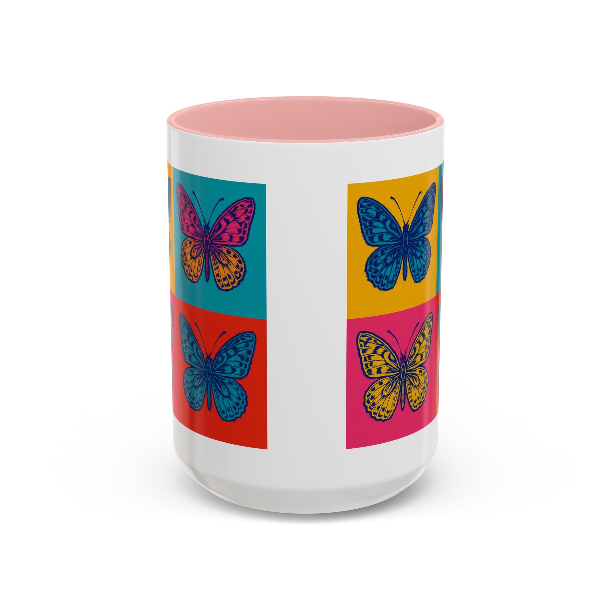Bold Butterfly Accent Coffee Mug, Colorful Butterfly Mug, Artistic Coffee Cup, Unique Mug Gift, Retro-Inspired Drinkware
