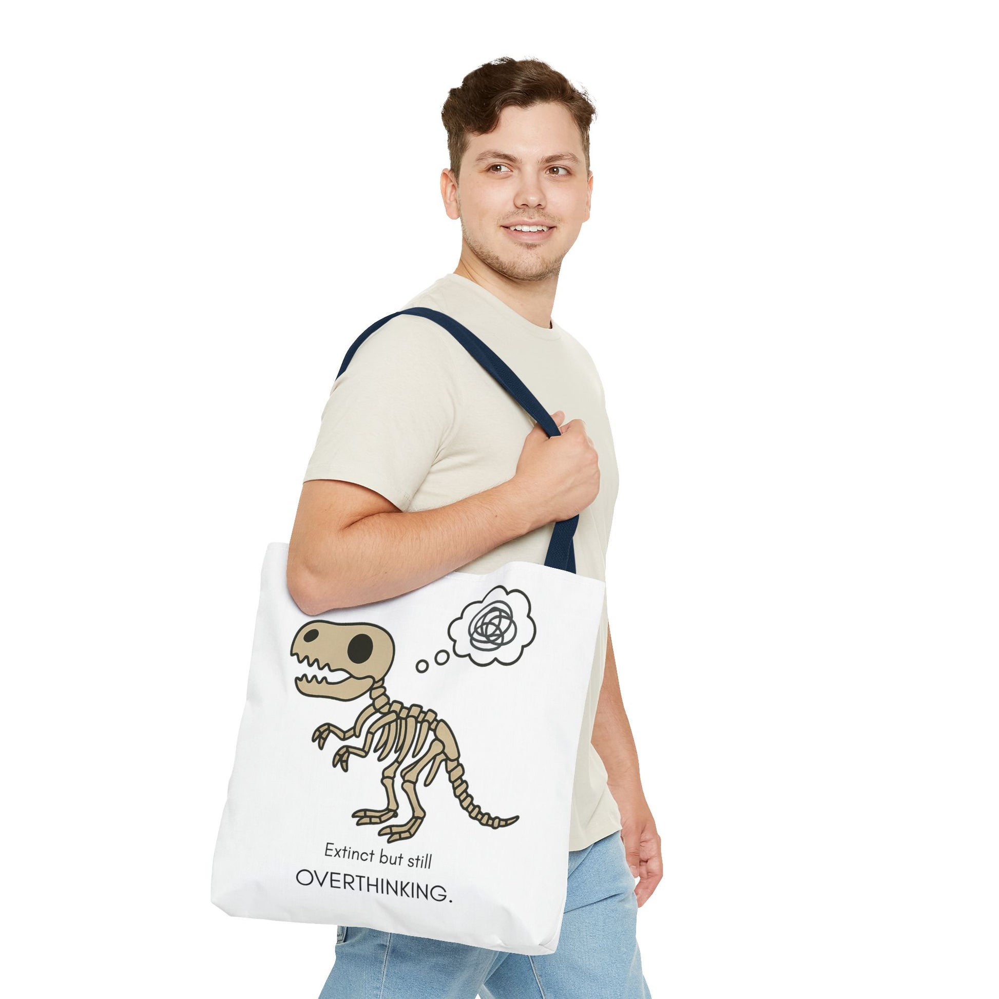 Dinosaur Tote Bag - Extinct but still OVERTHINKING, Funny Tote, Gift for Students, Eco-Friendly Carryall, Unique Shopper Bag, Cute Bag [...]