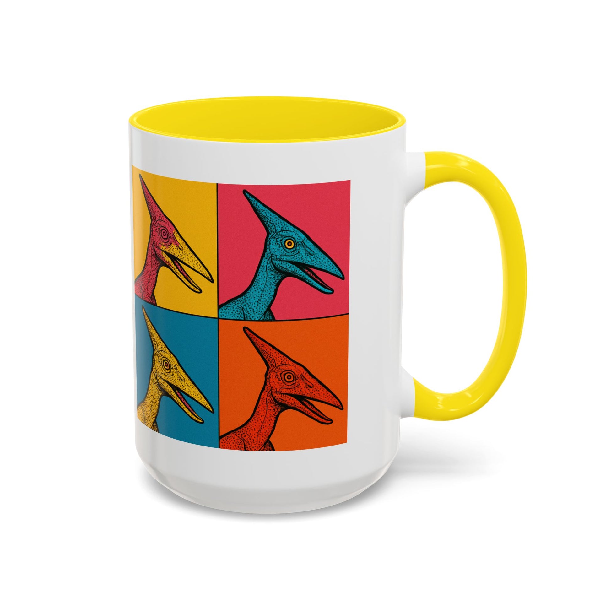 Vibrant Dinosaur Accent Coffee Mug - Quirky Gift for Pterodactyl Lovers, Unique Kitchen Decor, Colorful Ceramic Mug