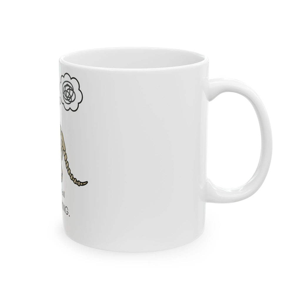Humorous Overthinking Dinosaur Mug - Perfect Gift for Friends, Coffee Lovers, Jurassic Fans, Quirky Home Decor, Funny Office Cup