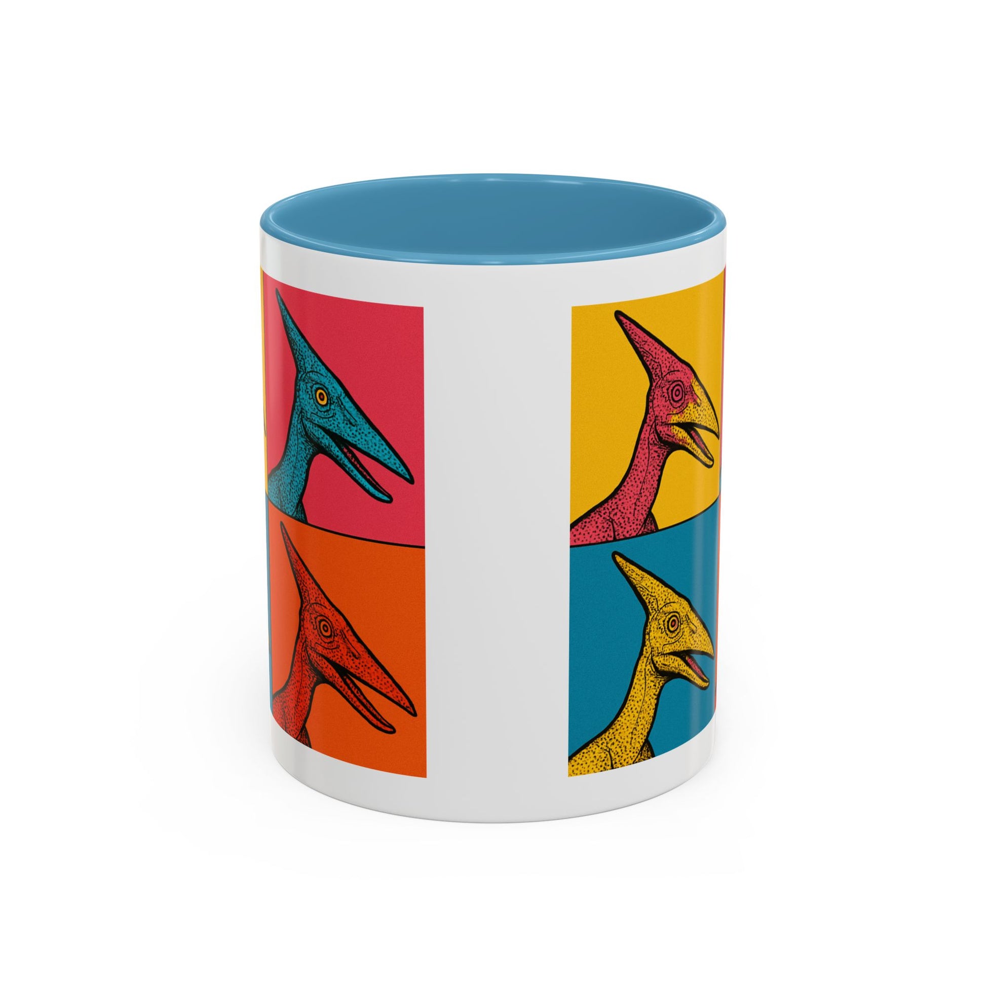 Vibrant Dinosaur Accent Coffee Mug - Quirky Gift for Pterodactyl Lovers, Unique Kitchen Decor, Colorful Ceramic Mug