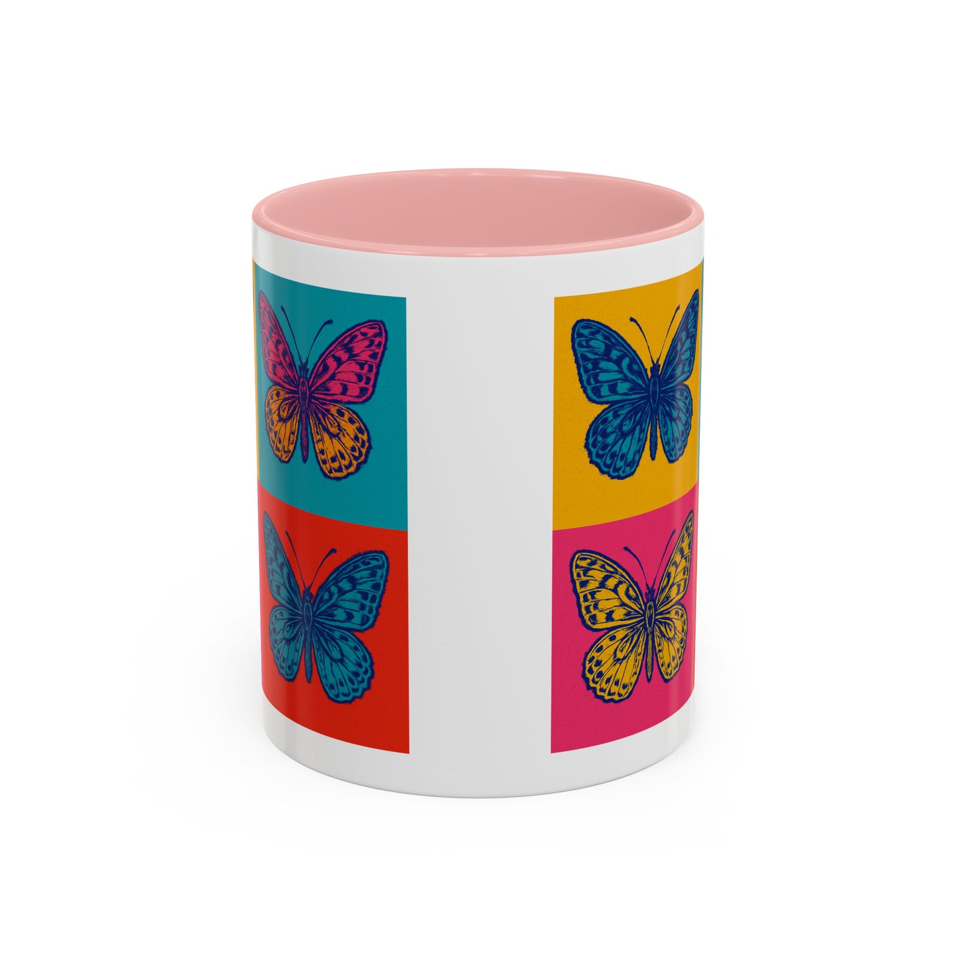 Bold Butterfly Accent Coffee Mug, Colorful Butterfly Mug, Artistic Coffee Cup, Unique Mug Gift, Retro-Inspired Drinkware