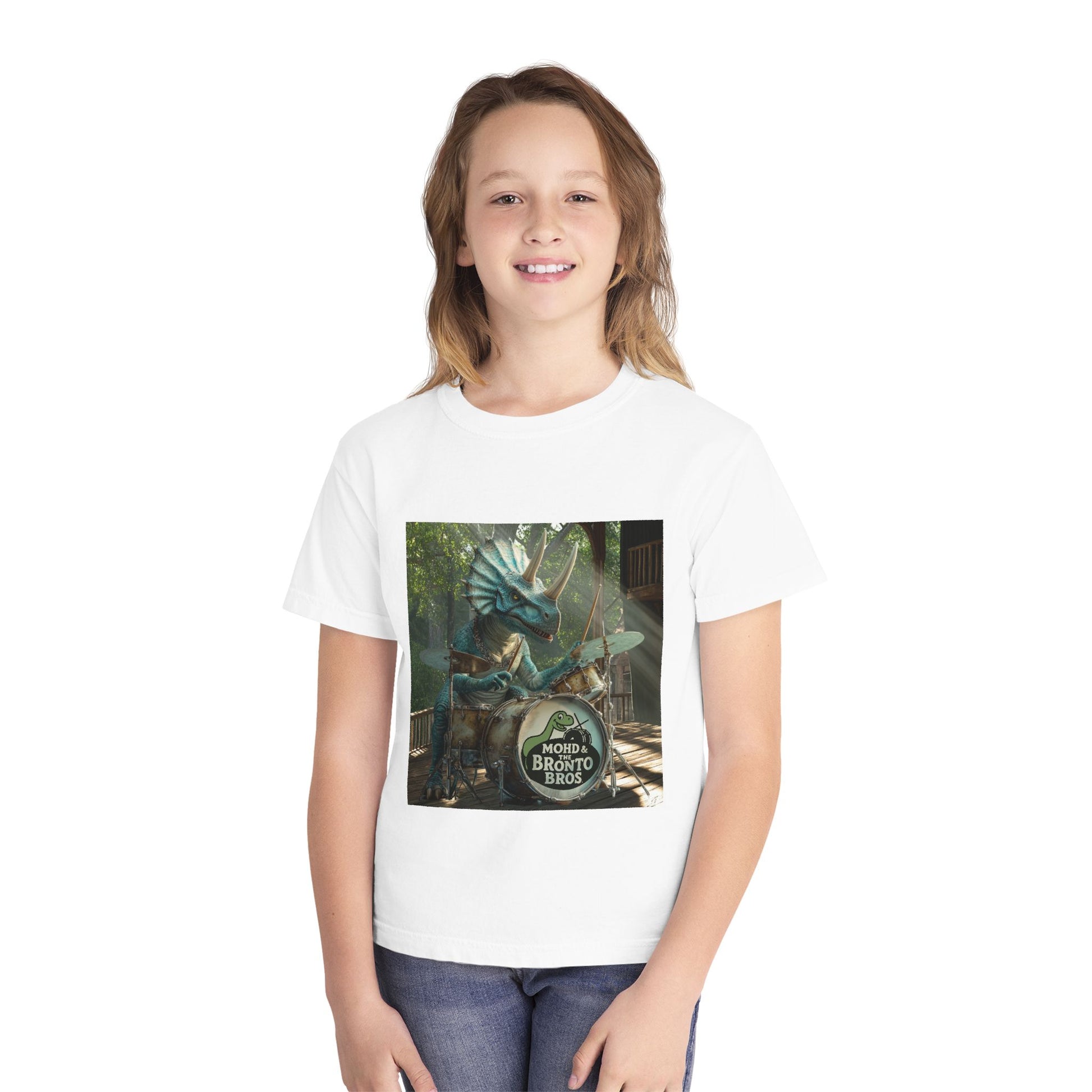 Youth Midweight Tee with Dino Adventure Design for Kids, Perfect for Summer Fun, Birthday Parties, Concerts, or Roarsome Events!