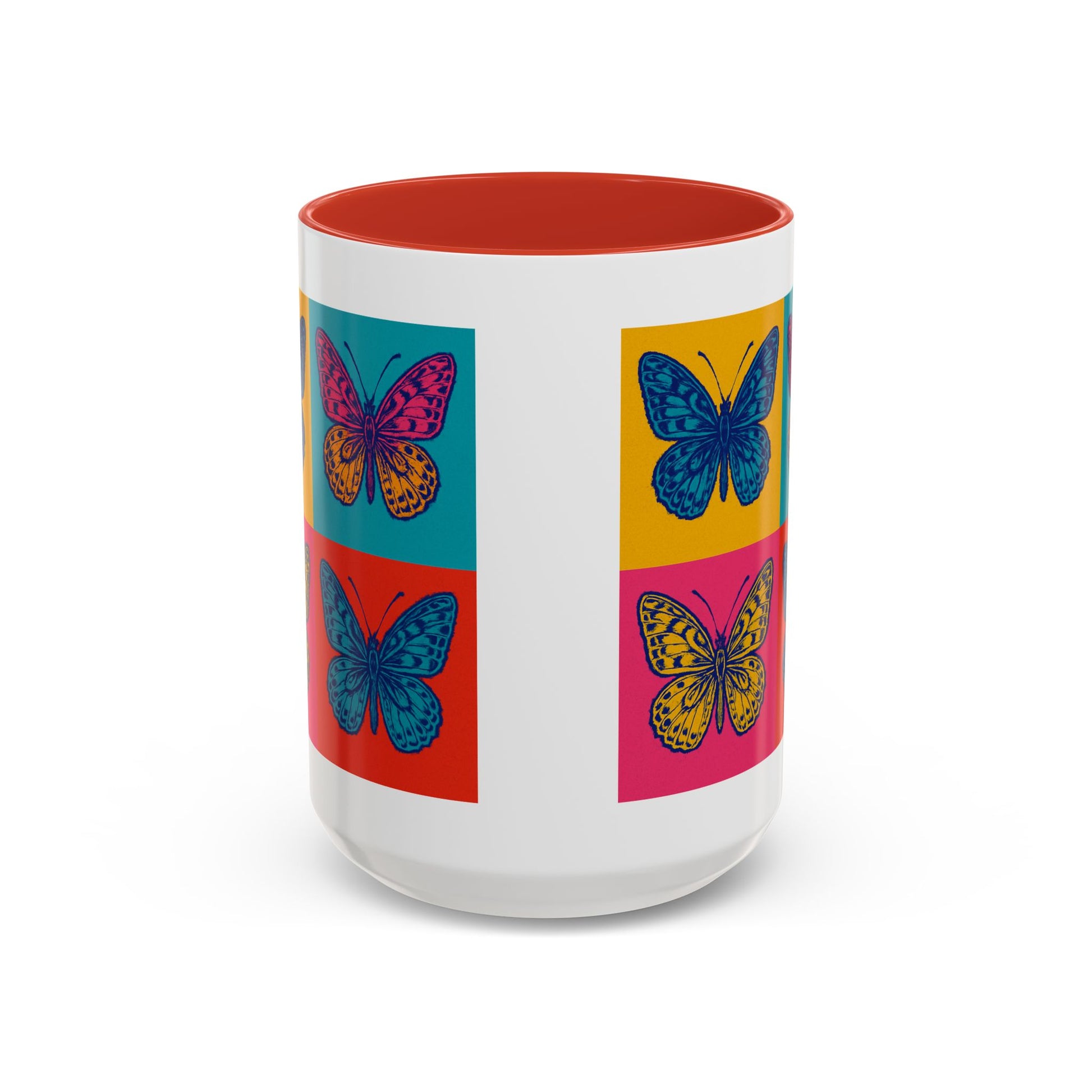 Bold Butterfly Accent Coffee Mug, Colorful Butterfly Mug, Artistic Coffee Cup, Unique Mug Gift, Retro-Inspired Drinkware
