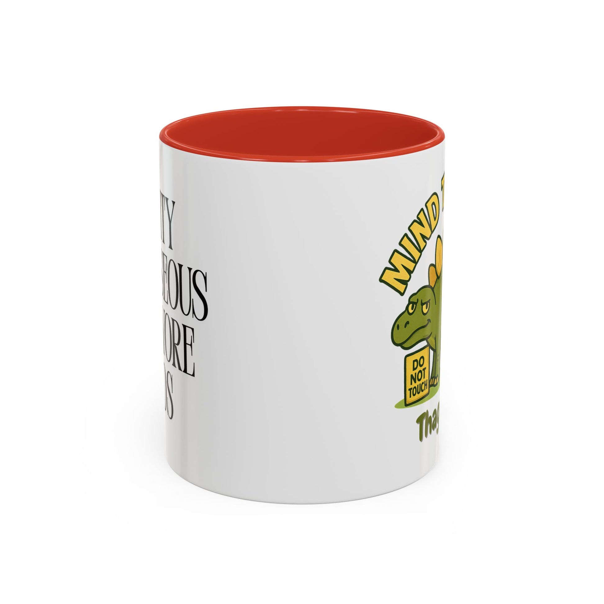 Thagomizer "Mind the Tail" Dinosaur Mug, Fun Gift for Dinosaur Lovers, Unique Office Cup, Birthday Present, Whimsical Tea or Coffee Mug