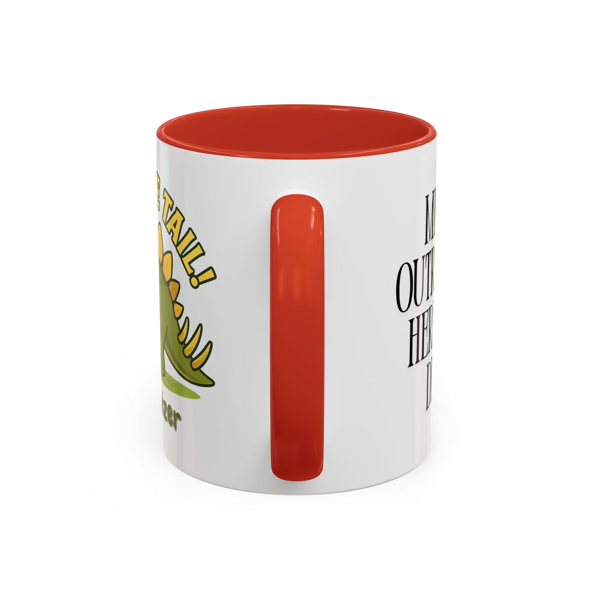 Thagomizer "Mind the Tail" Dinosaur Mug, Fun Gift for Dinosaur Lovers, Unique Office Cup, Birthday Present, Whimsical Tea or Coffee Mug