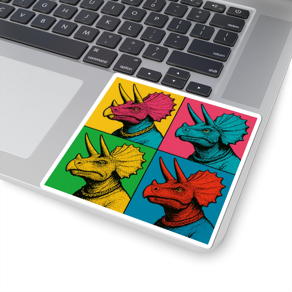 Vibrant Dinosaur Kiss-Cut Stickers, Colorful Triceratops Stickers, Fun Laptop Decals, Unique Party Favors, Gifts for Dino Lovers