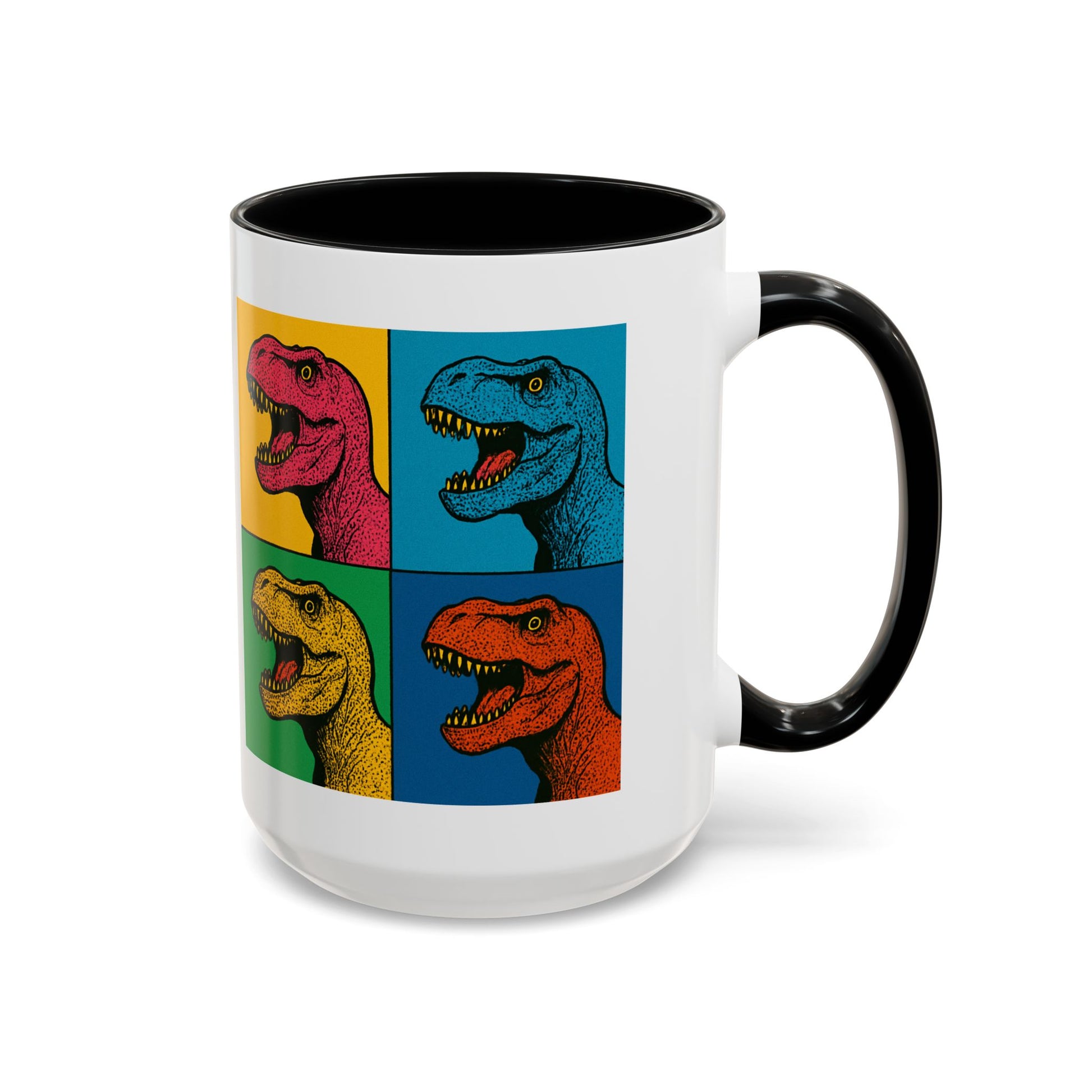Dinosaur Accent Coffee Mug - Colorful T-Rex Design, Fun Gift for Kids, Perfect for Birthdays, Coffee Lover, Dinosaur Enthusiast