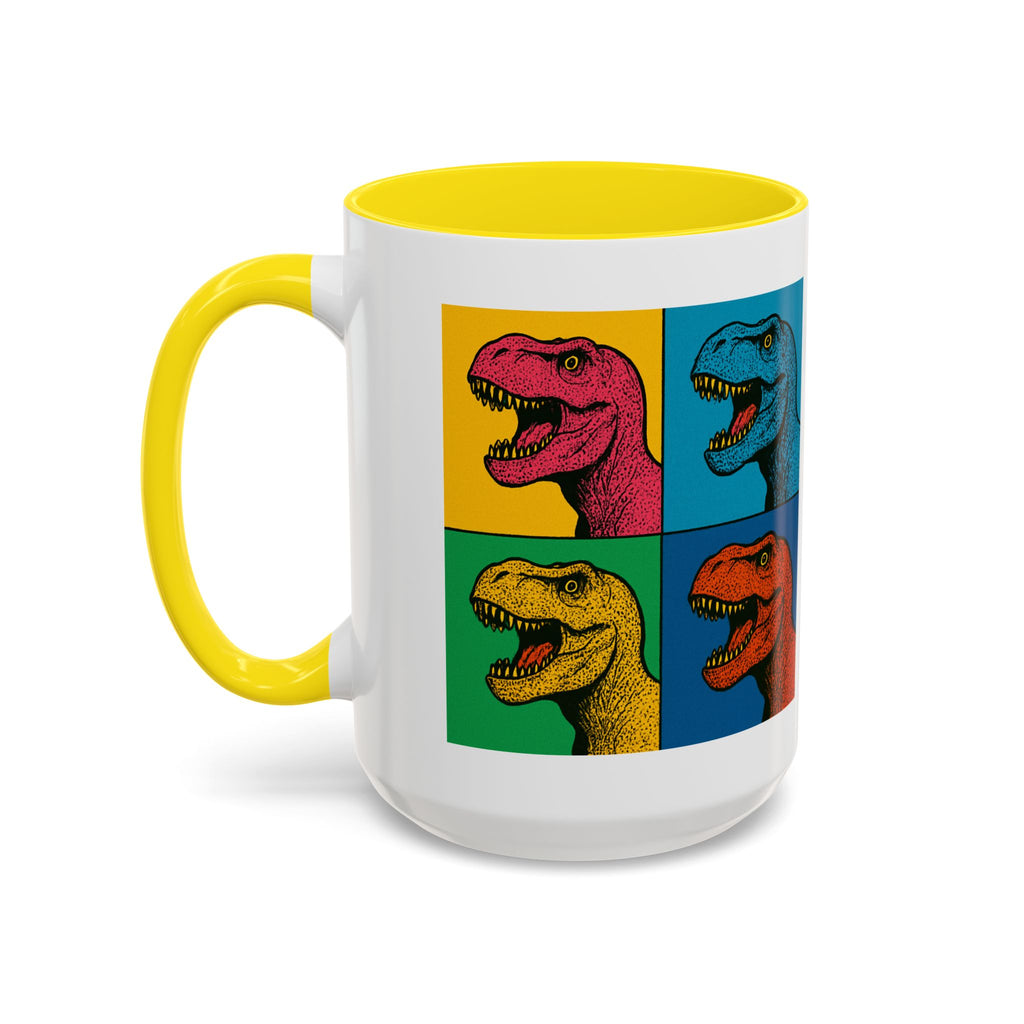 Dinosaur Accent Coffee Mug - Colorful T-Rex Design, Fun Gift for Kids, Perfect for Birthdays, Coffee Lover, Dinosaur Enthusiast