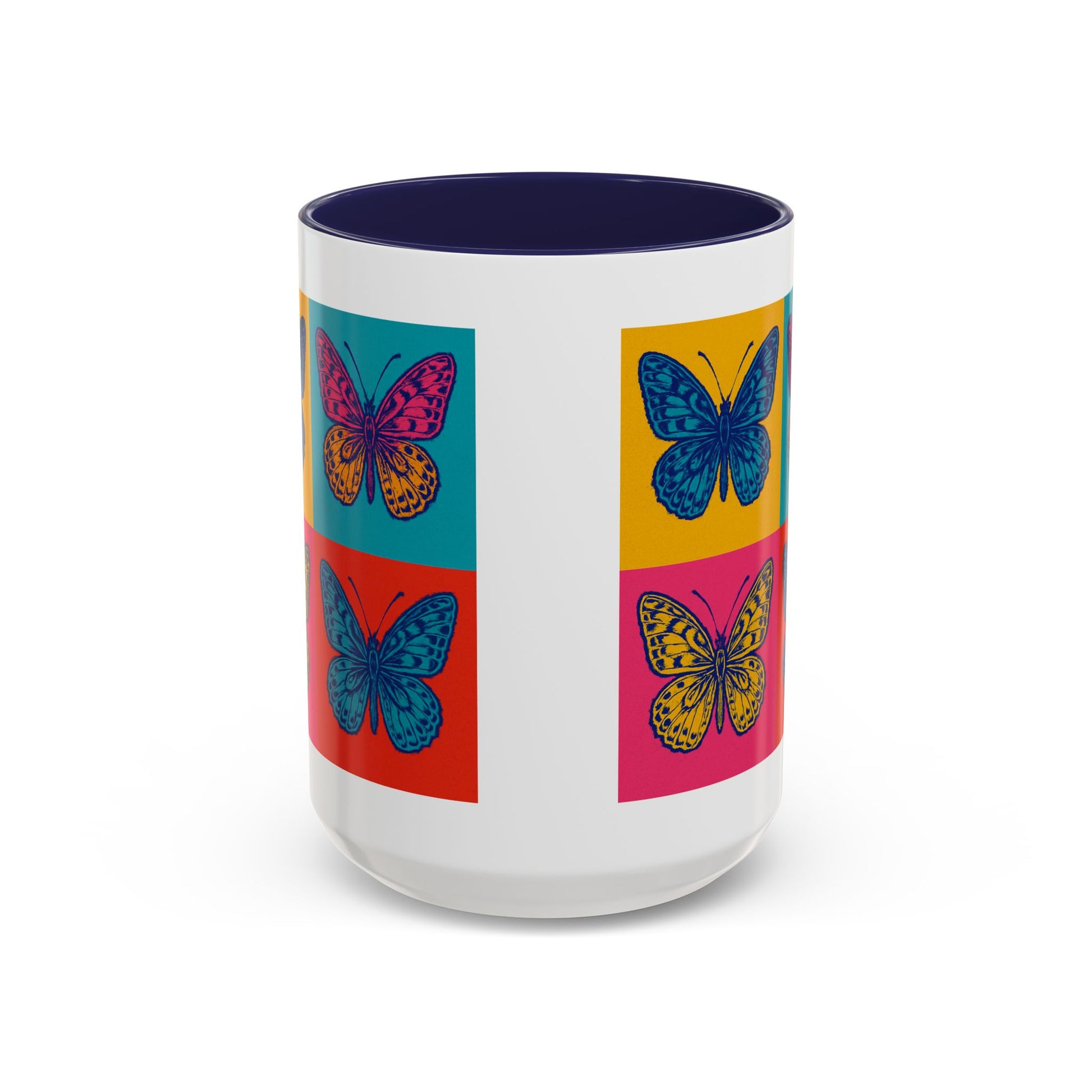 Bold Butterfly Accent Coffee Mug, Colorful Butterfly Mug, Artistic Coffee Cup, Unique Mug Gift, Retro-Inspired Drinkware