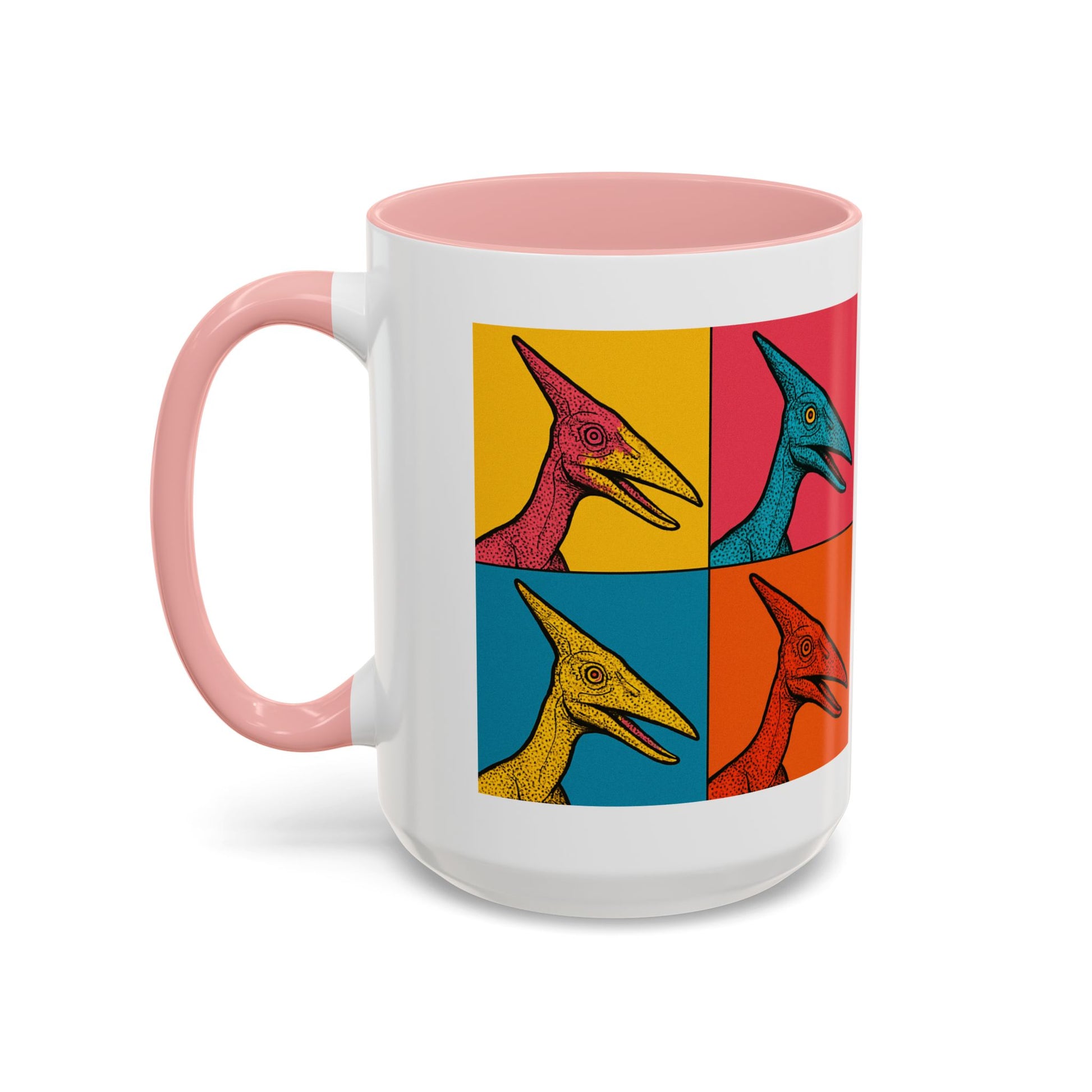 Vibrant Dinosaur Accent Coffee Mug - Quirky Gift for Pterodactyl Lovers, Unique Kitchen Decor, Colorful Ceramic Mug