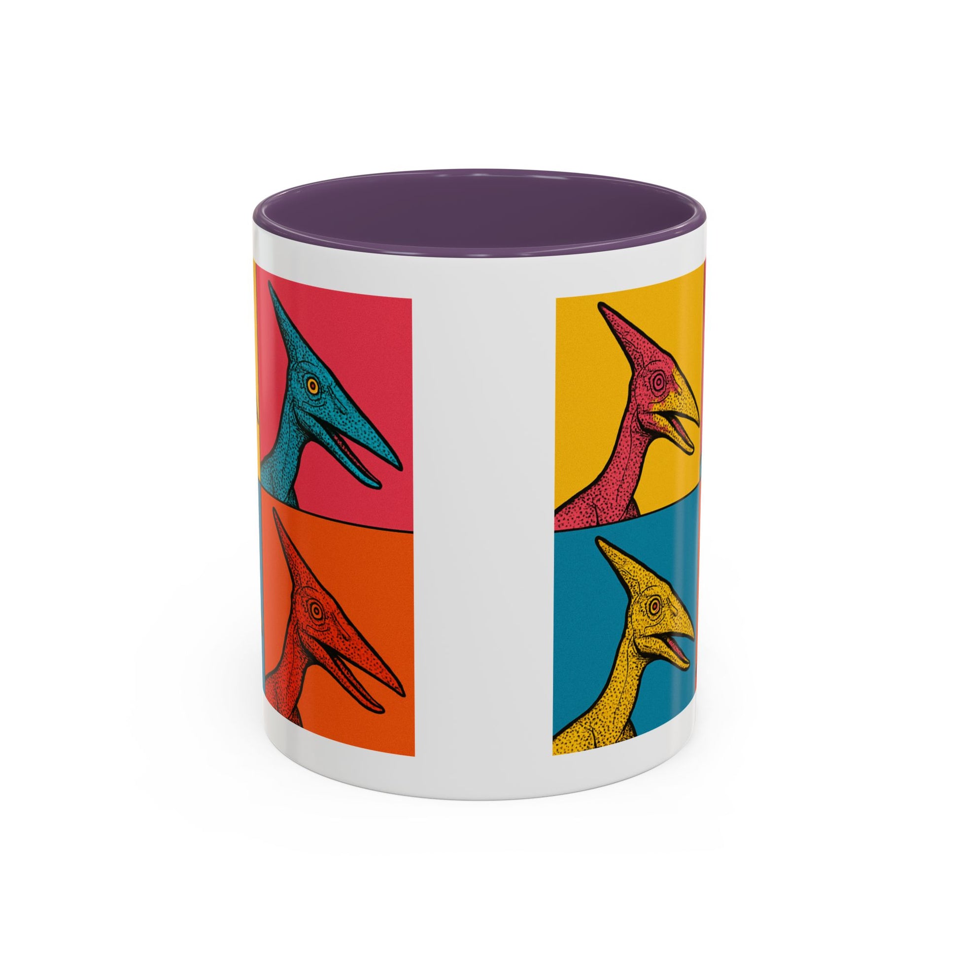 Vibrant Dinosaur Accent Coffee Mug - Quirky Gift for Pterodactyl Lovers, Unique Kitchen Decor, Colorful Ceramic Mug