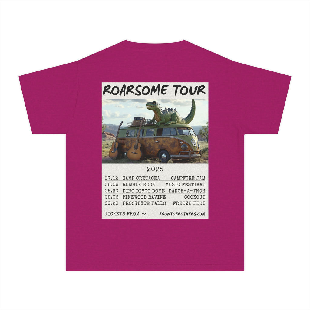 Youth Midweight Tee with Dino Adventure Design for Kids, Perfect for Summer Fun, Birthday Parties, Concerts, or Roarsome Events!