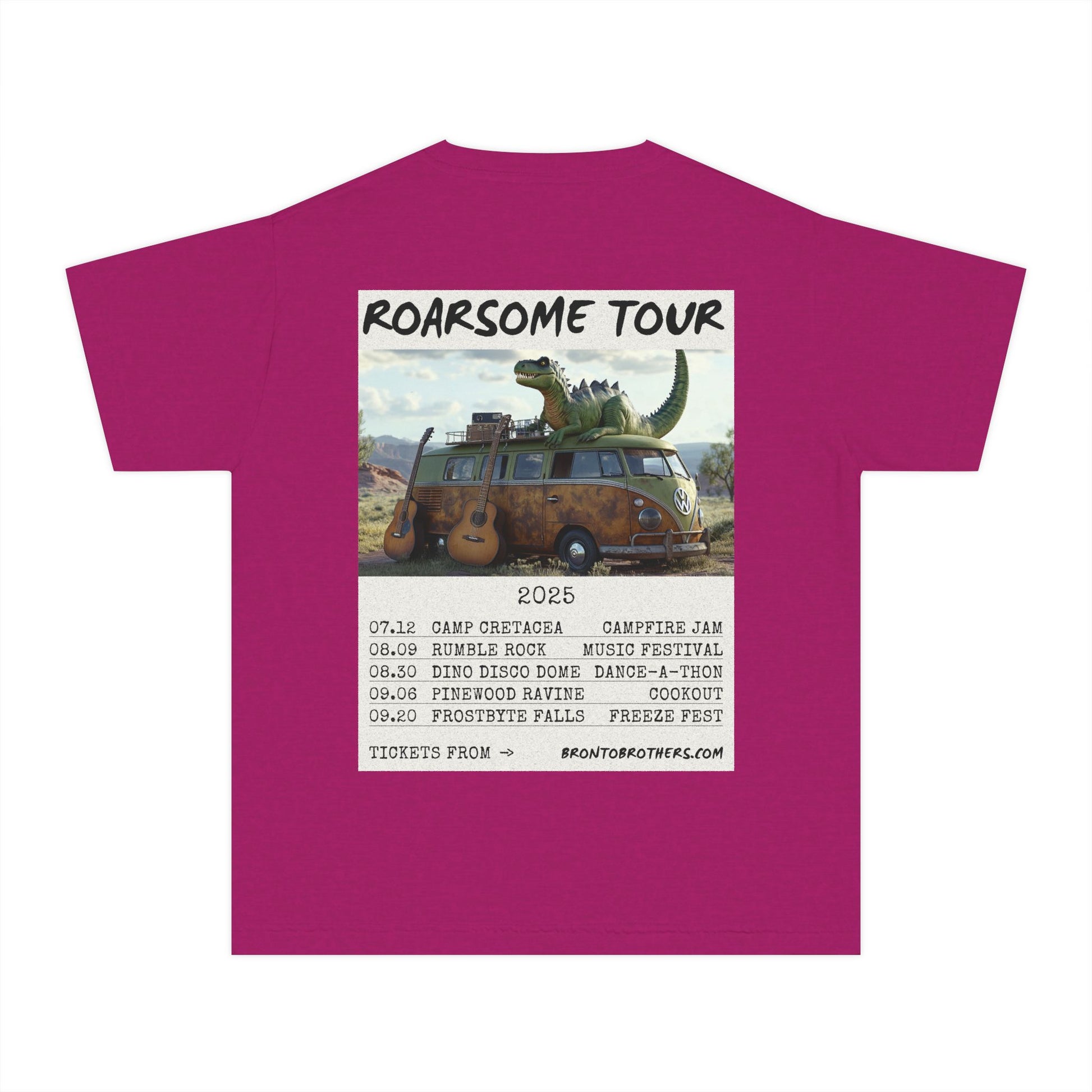 Youth Midweight Tee with Dino Adventure Design for Kids, Perfect for Summer Fun, Birthday Parties, Concerts, or Roarsome Events!