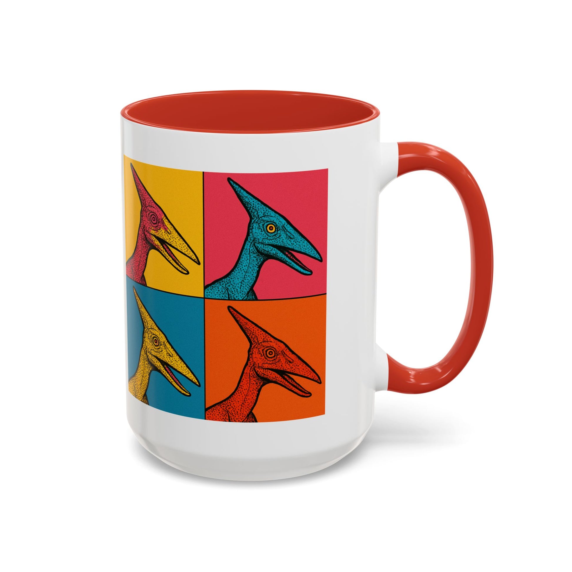Vibrant Dinosaur Accent Coffee Mug - Quirky Gift for Pterodactyl Lovers, Unique Kitchen Decor, Colorful Ceramic Mug