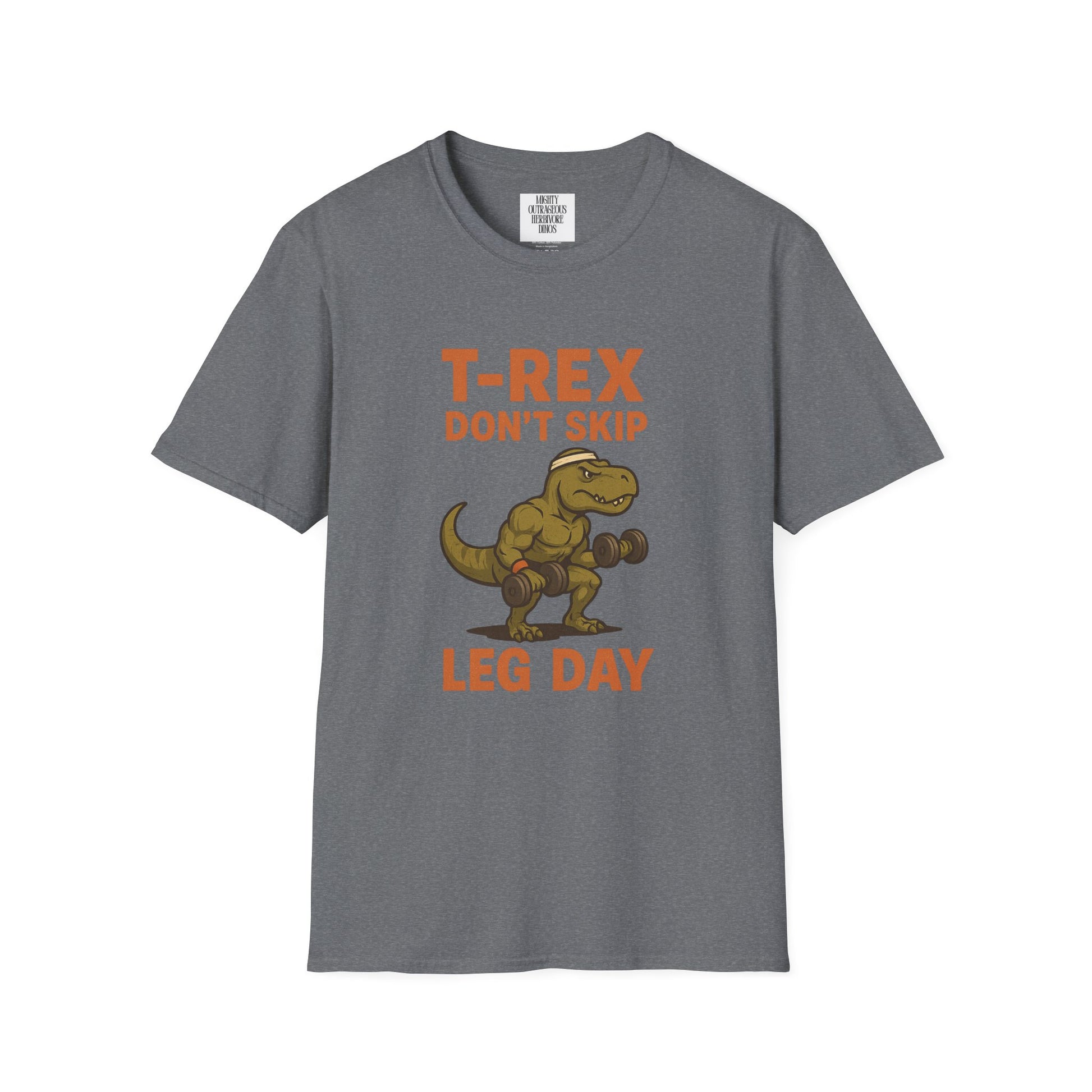 T-Shirt with T-Rex Design, Funny Dino Tee, Gym Humor Shirt, Unisex Jurassic Workout Top