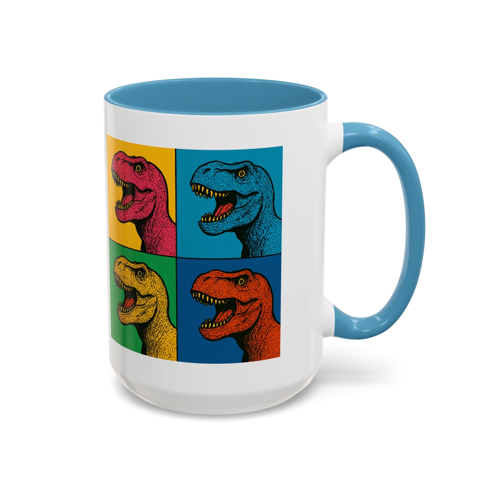 Dinosaur Accent Coffee Mug - Colorful T-Rex Design, Fun Gift for Kids, Perfect for Birthdays, Coffee Lover, Dinosaur Enthusiast